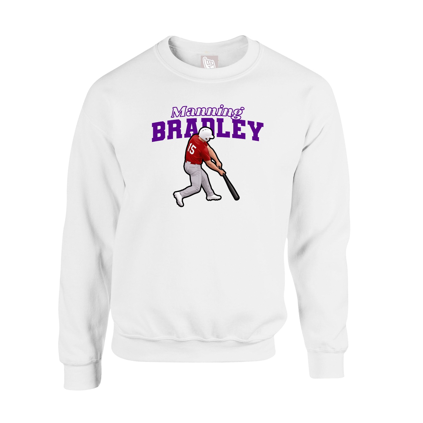 Fleece Crew — Name Arch in White