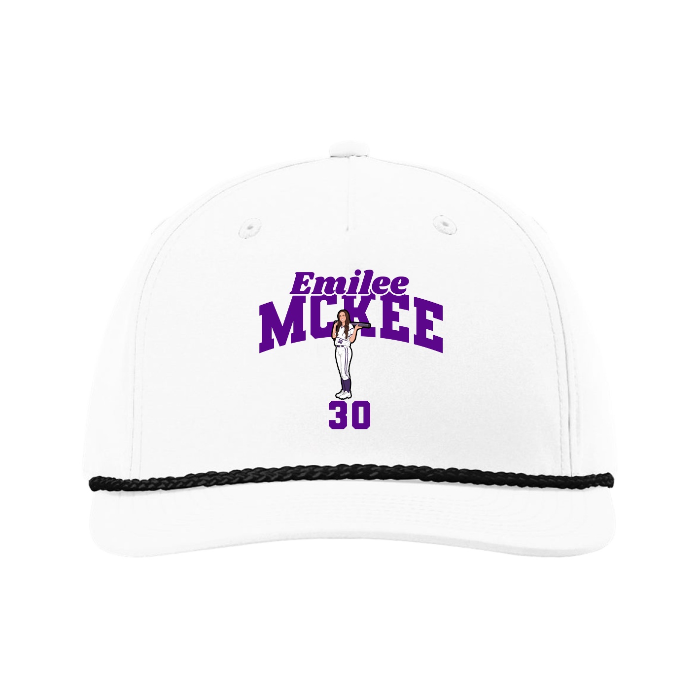 Five-Panel Classic Rope Cap — Signature Arch in White