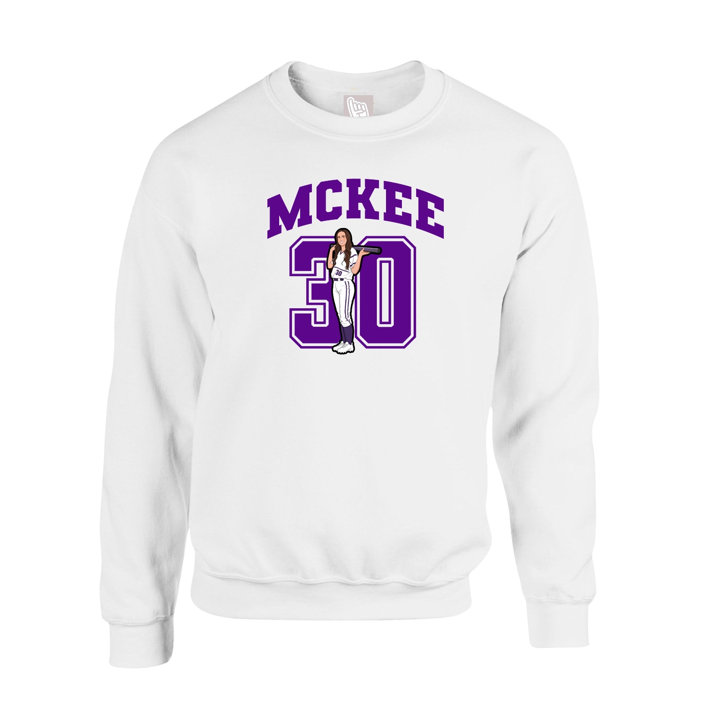 Fleece Crew — Number in White