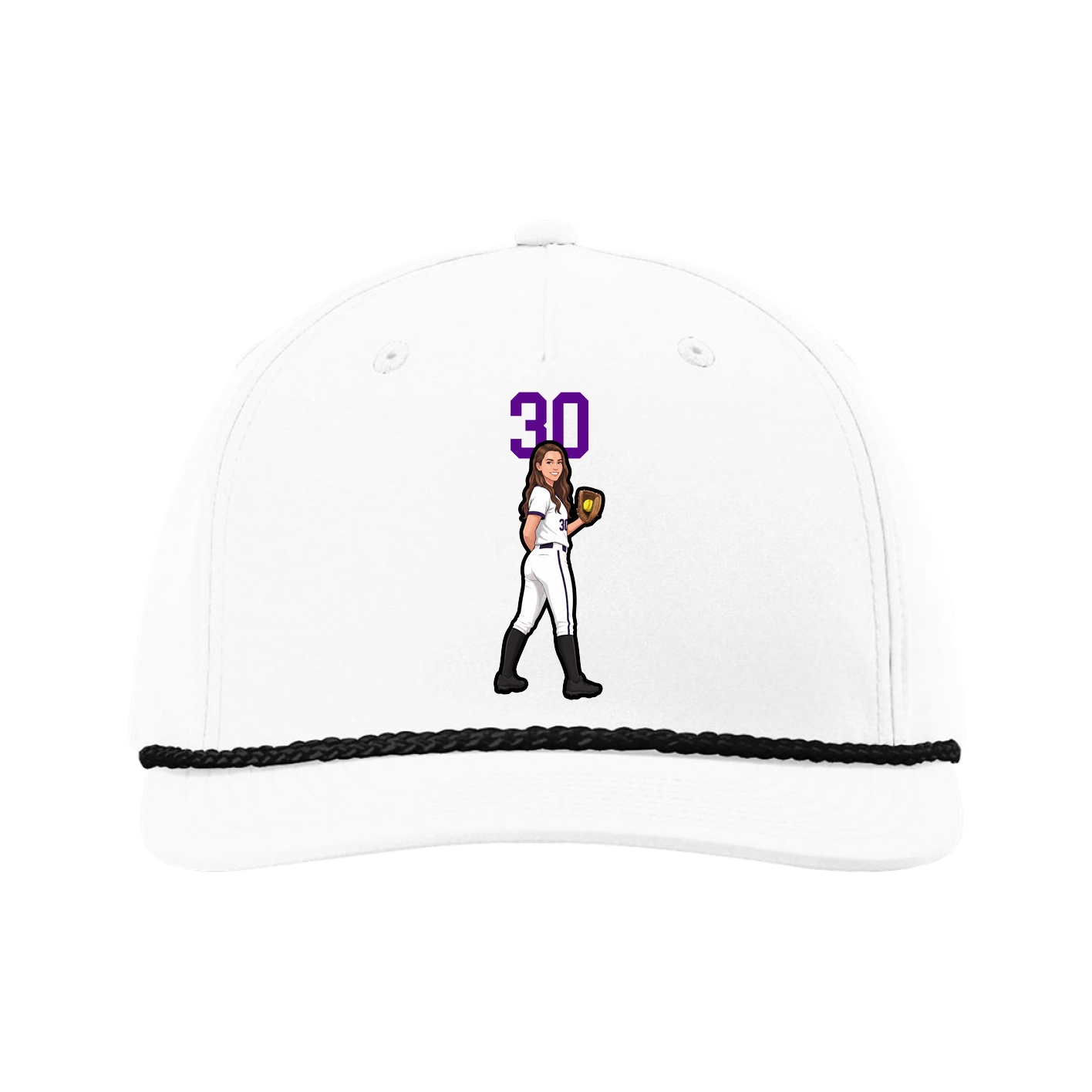 Five-Panel Classic Rope Cap — Number Top in White