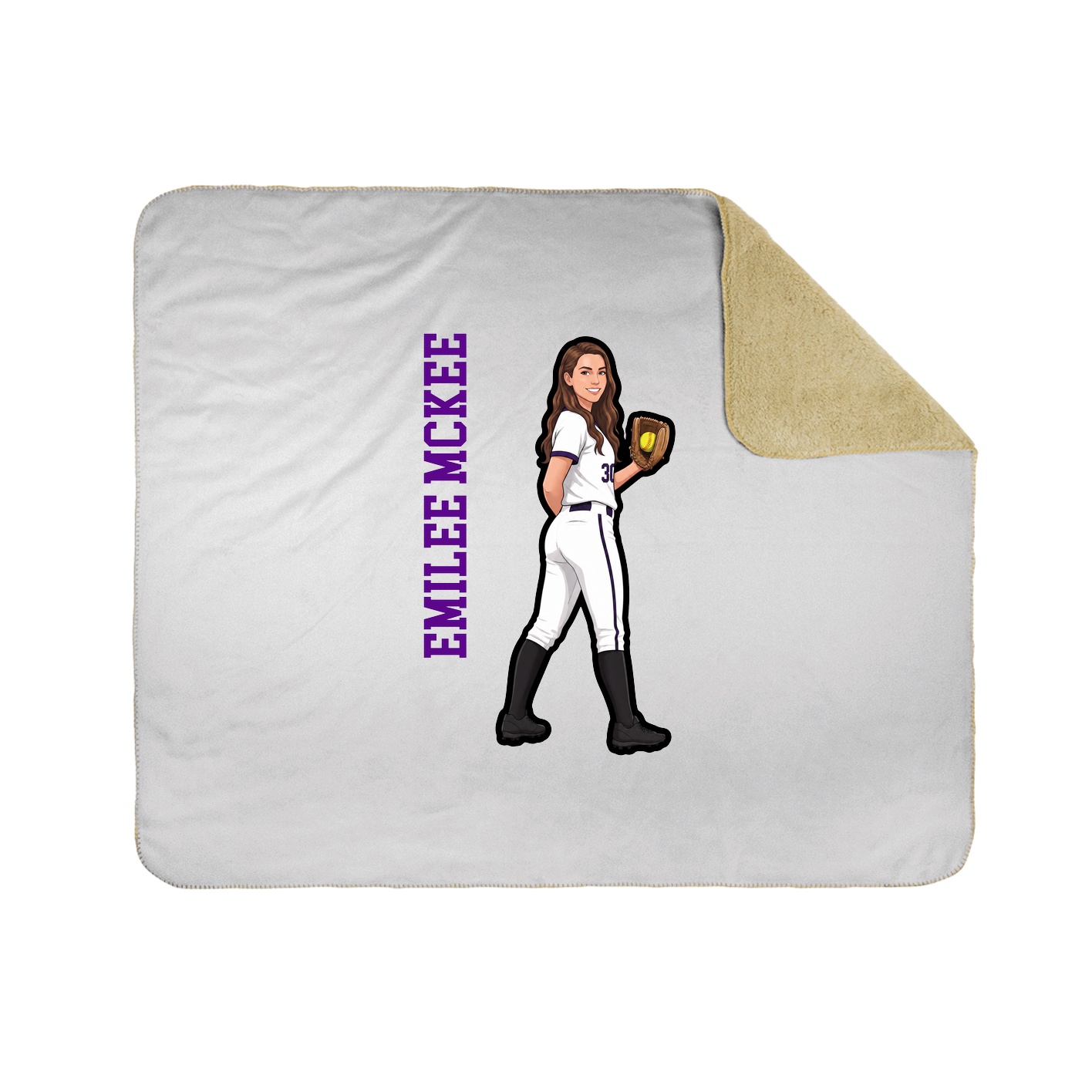 Throw Blanket — Name Vertical in White