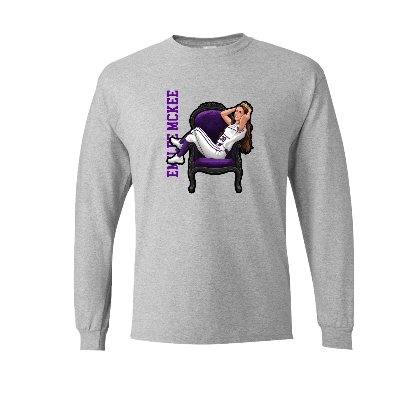 Long Sleeve Tee — Name Vertical in Grey