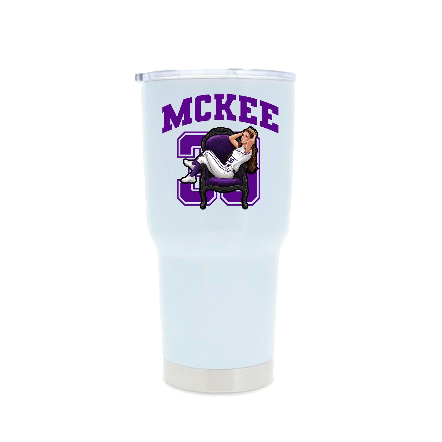 30oz Stainless Steel Tumbler — Number in White