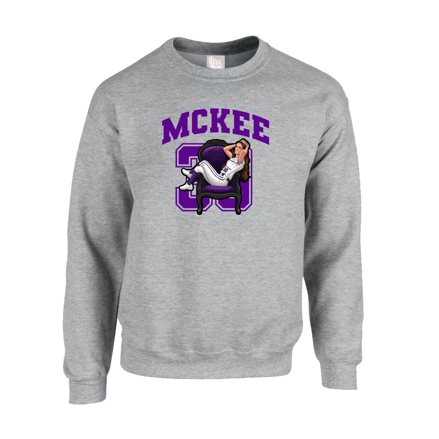 Fleece Crew — Number in Grey
