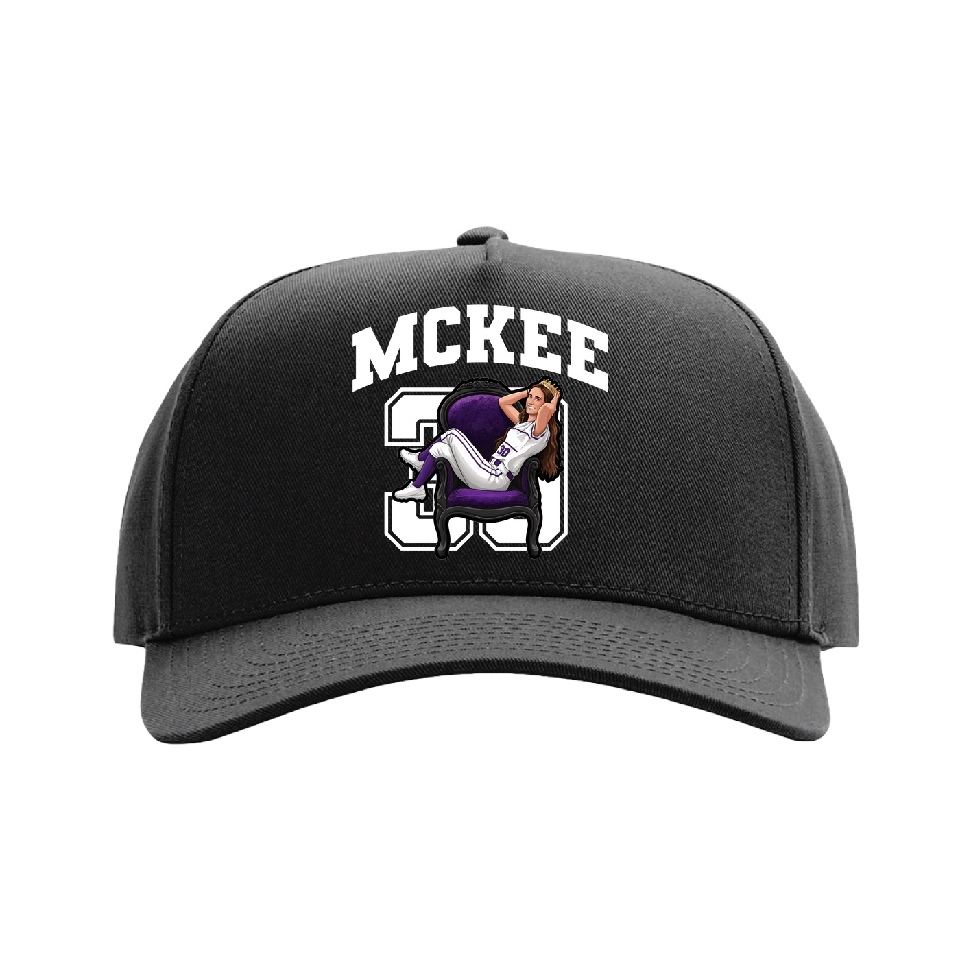 Full Fabric Five-Panel Champ Cap — Number in Black