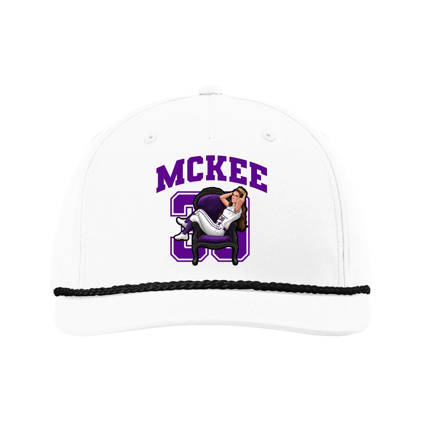 Five-Panel Classic Rope Cap — Number in White