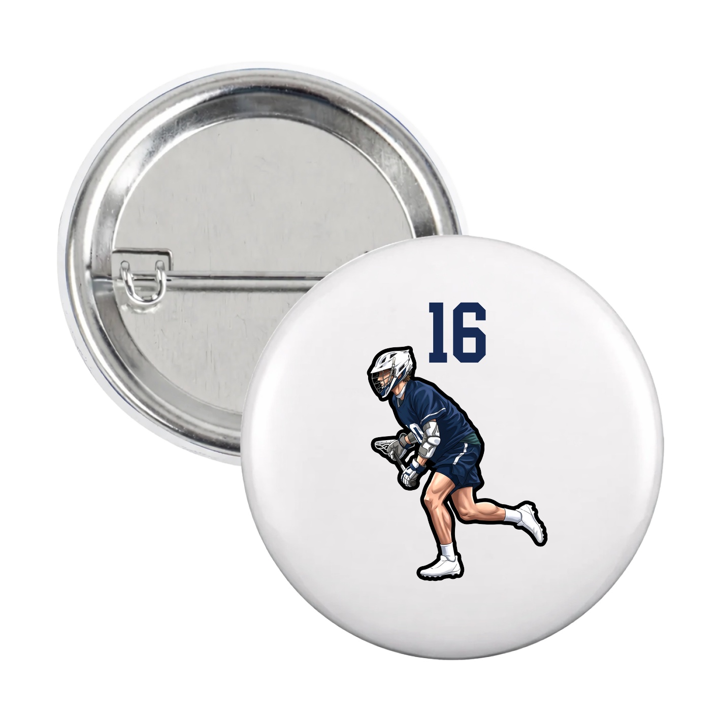 Game Day Button — Number Top in White