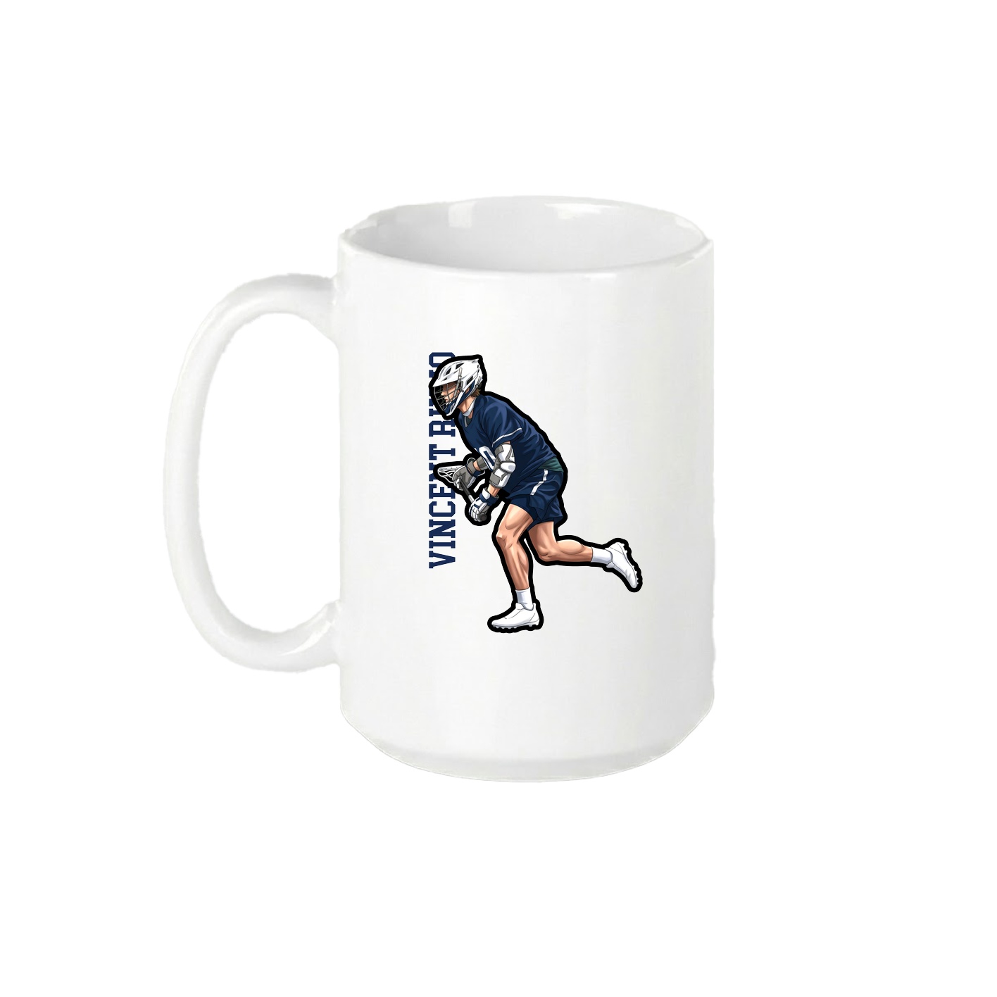 15oz Coffee Mug — Name Vertical in White