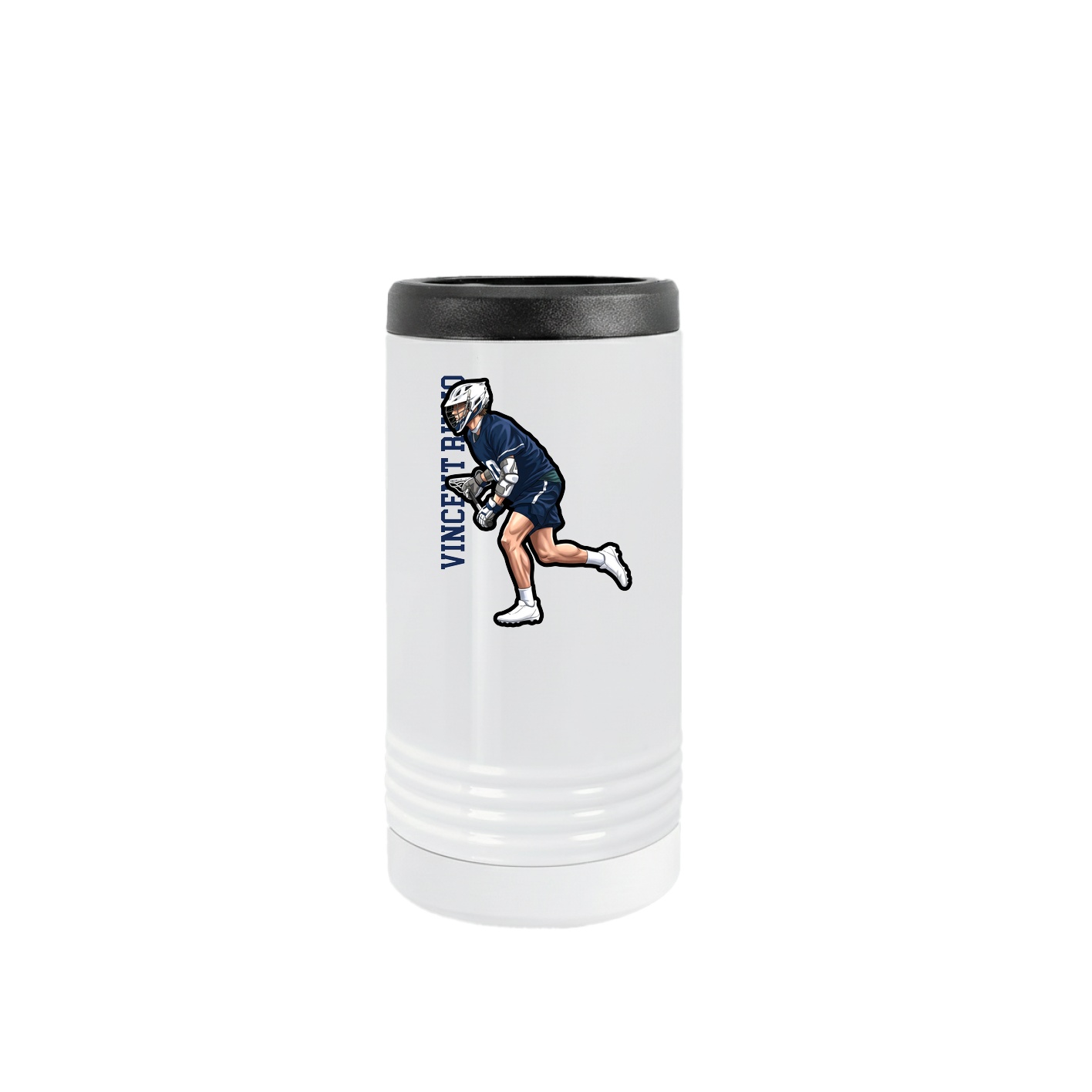 Slim Beverage Holder — Name Vertical in White