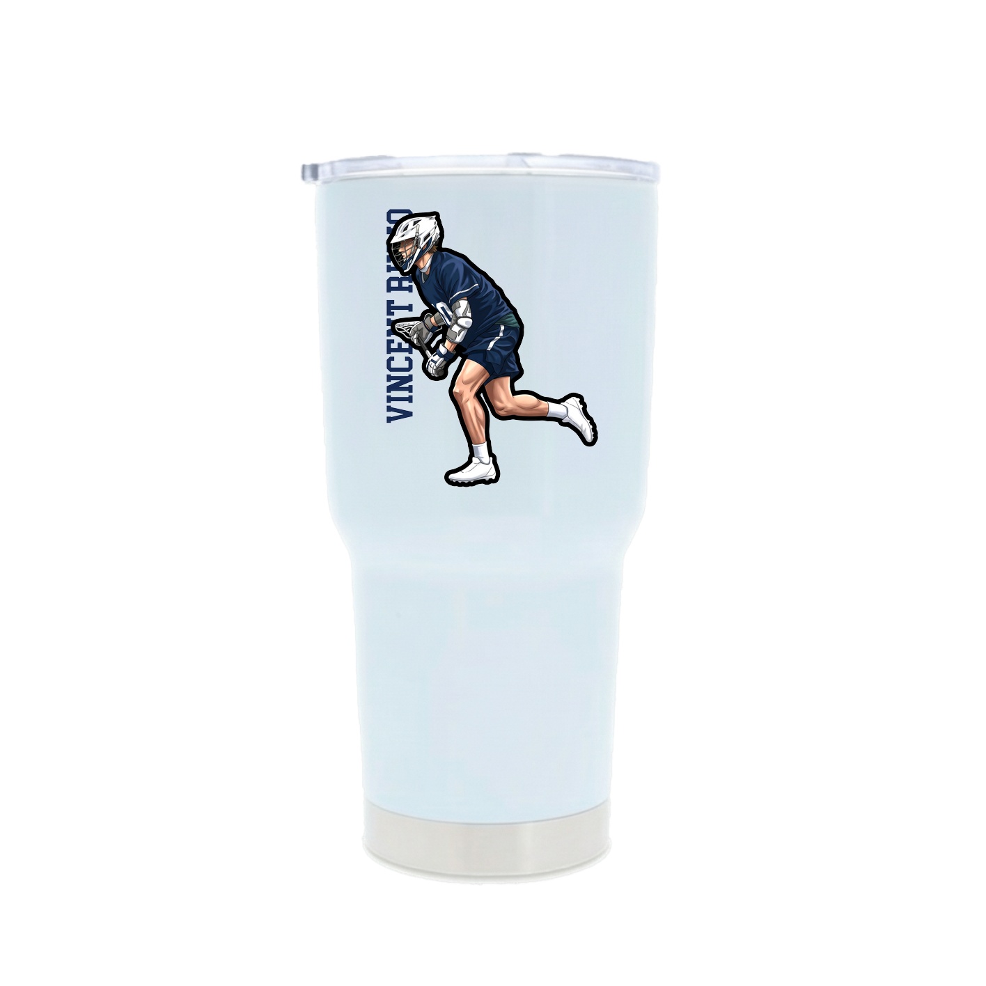 30oz Stainless Steel Tumbler — Name Vertical in White