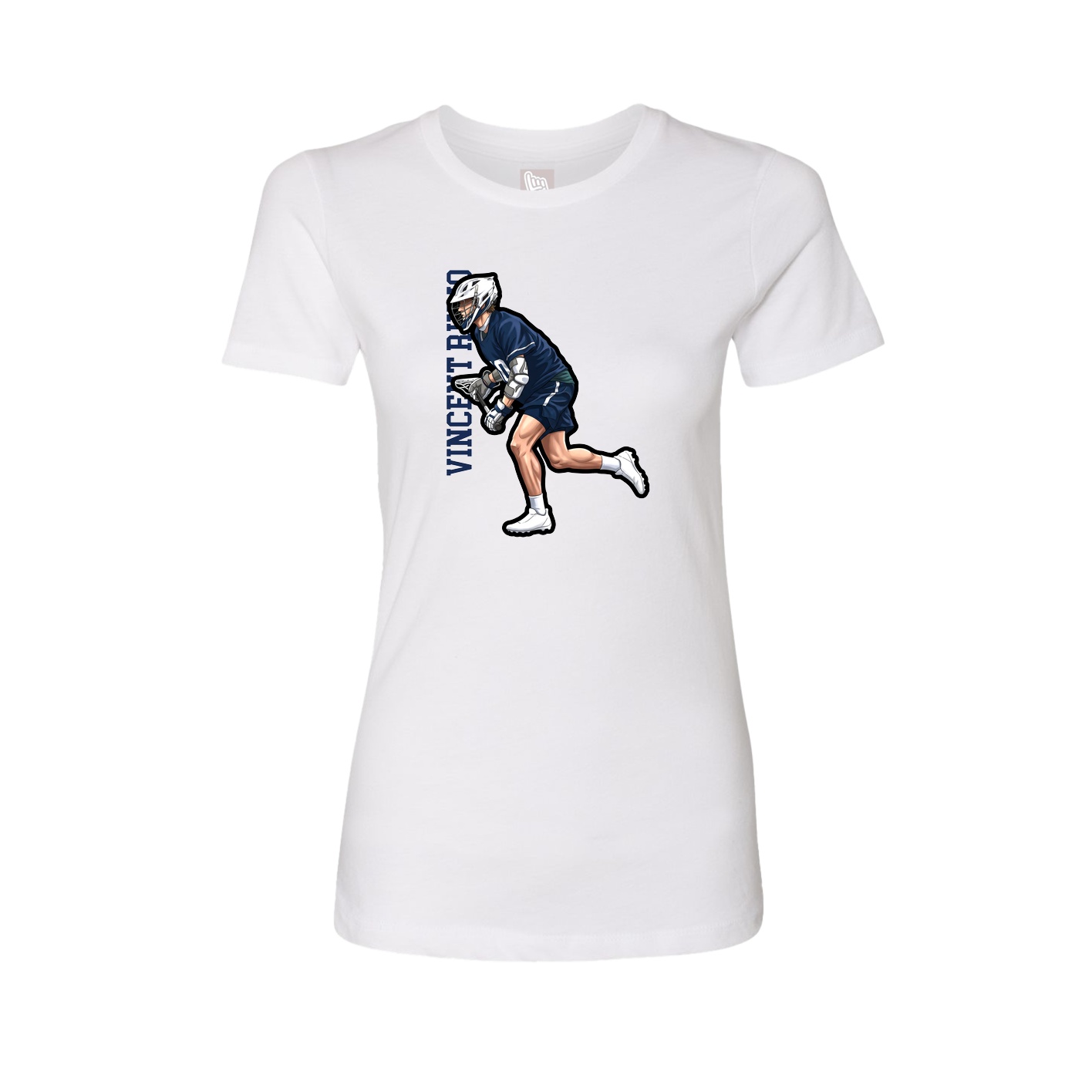 Womens Tee — Name Vertical in White