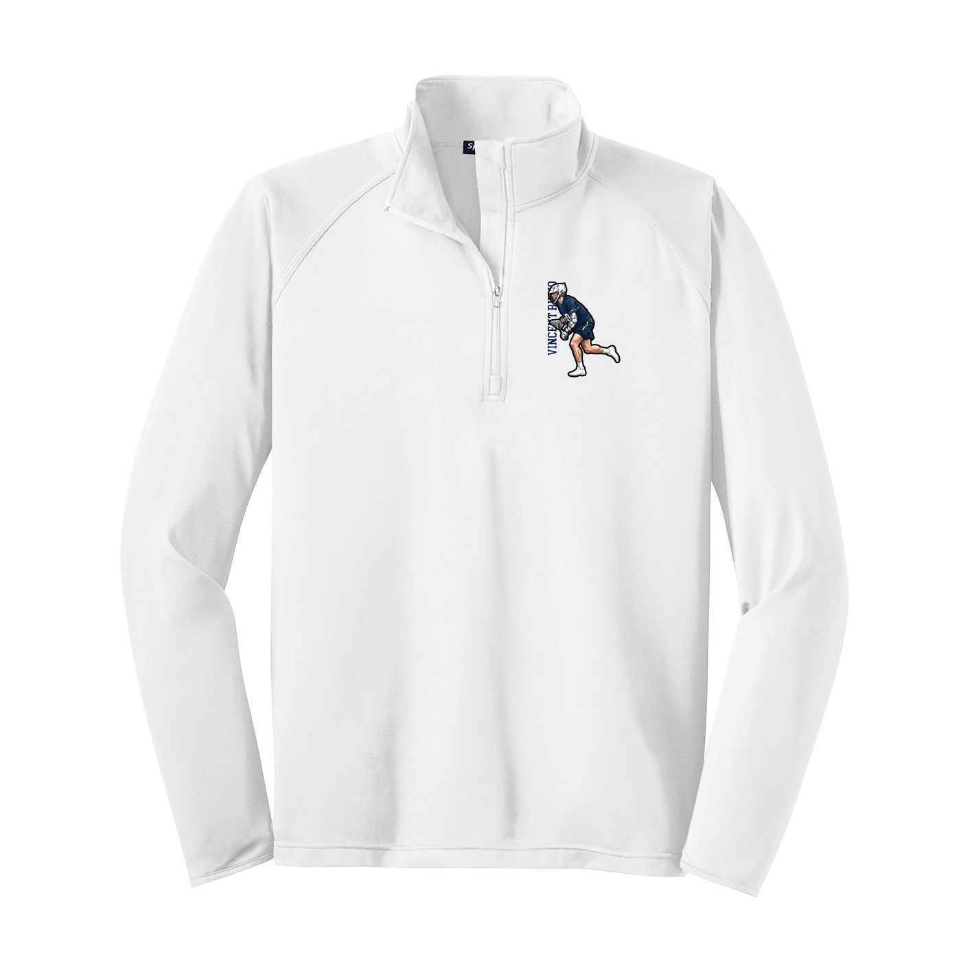 Q-Zip Pullover — Name Vertical in White