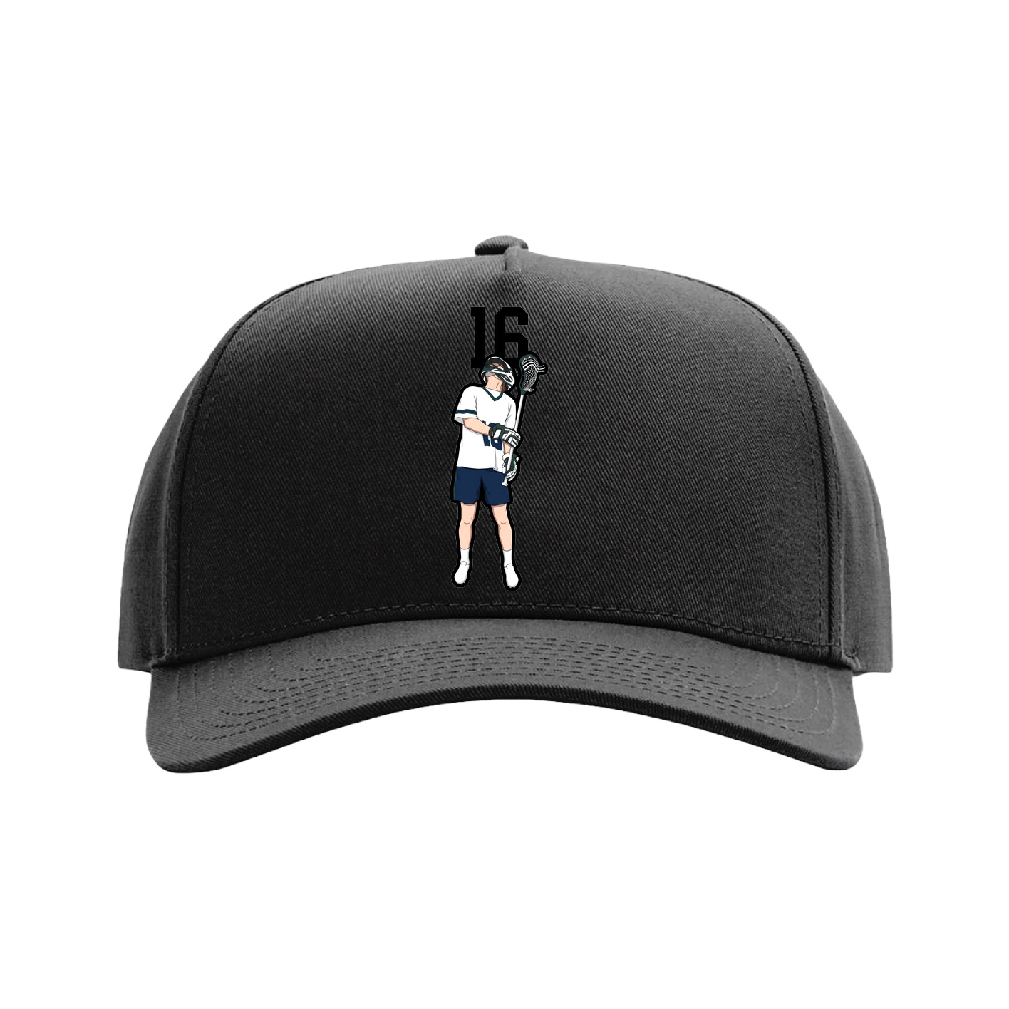 Full Fabric Five-Panel Champ Cap — Number Top in Black