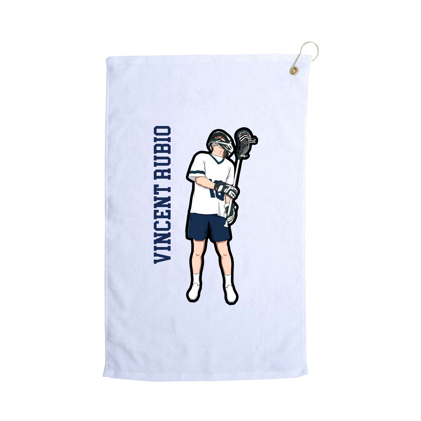 Golf Towel — Name Vertical in White