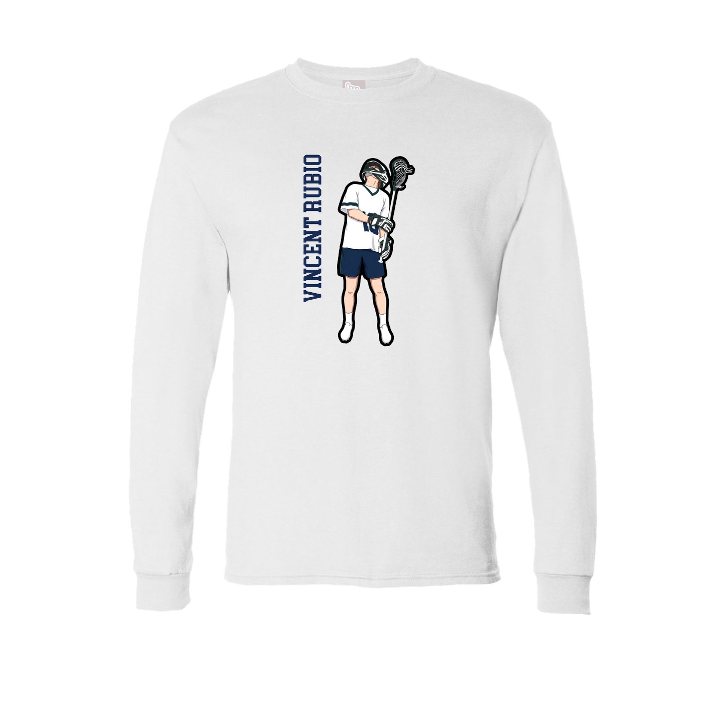 Long Sleeve Tee — Name Vertical in White