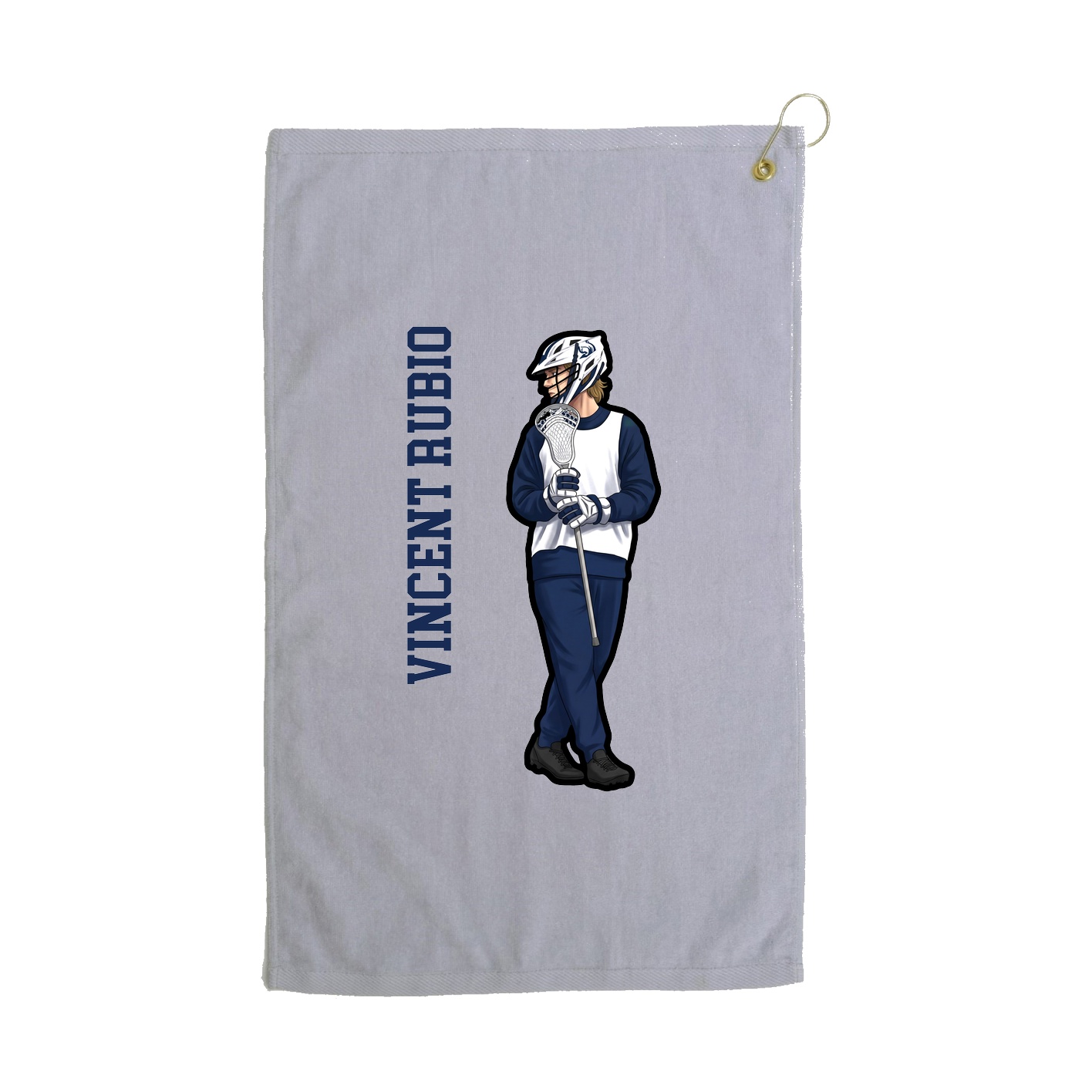 Golf Towel — Name Vertical in Grey