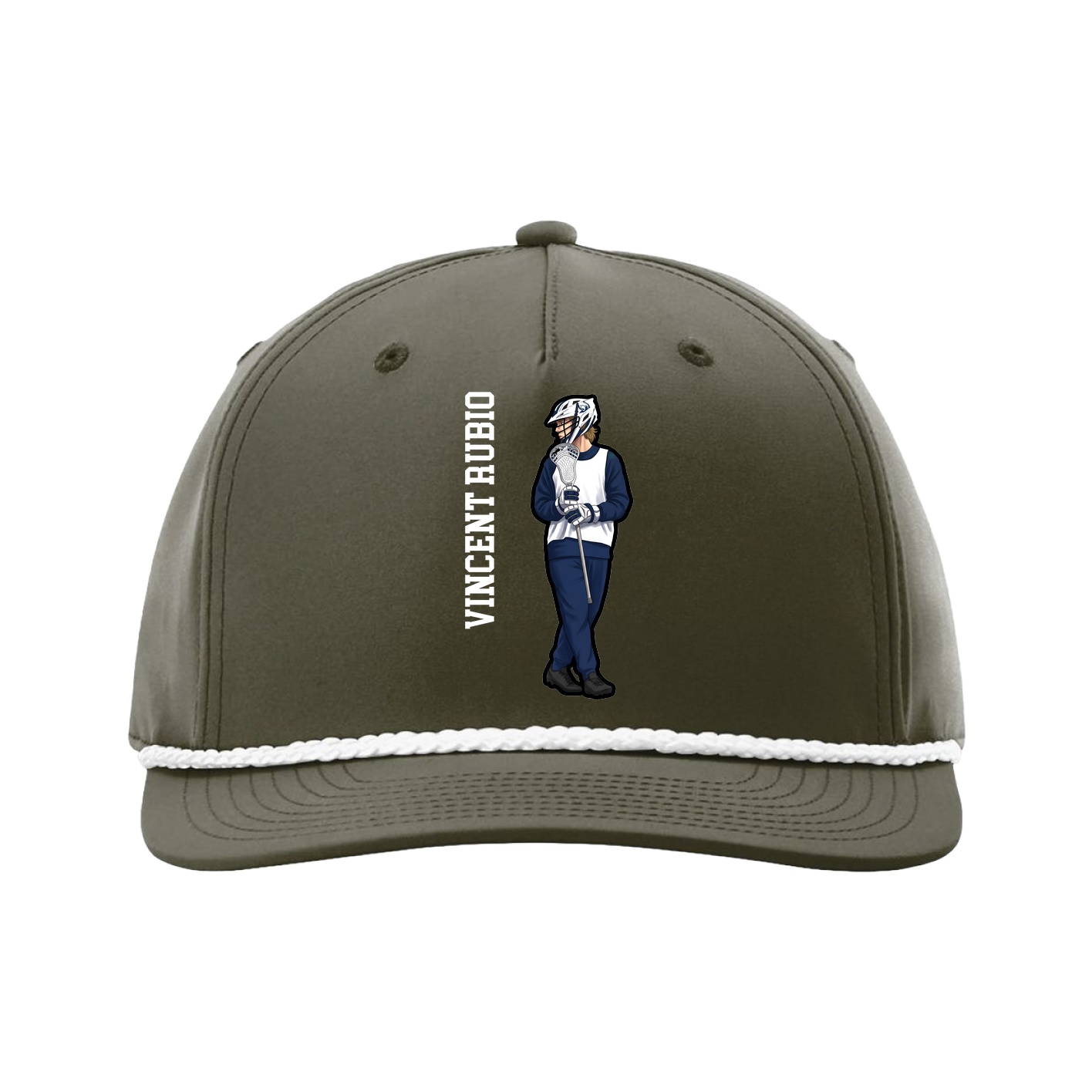 Five-Panel Classic Rope Cap — Name Vertical in Green