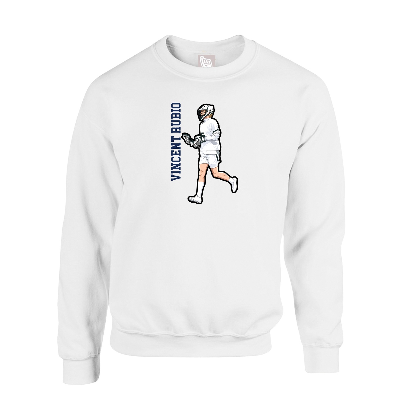 Fleece Crew — Name Vertical in White