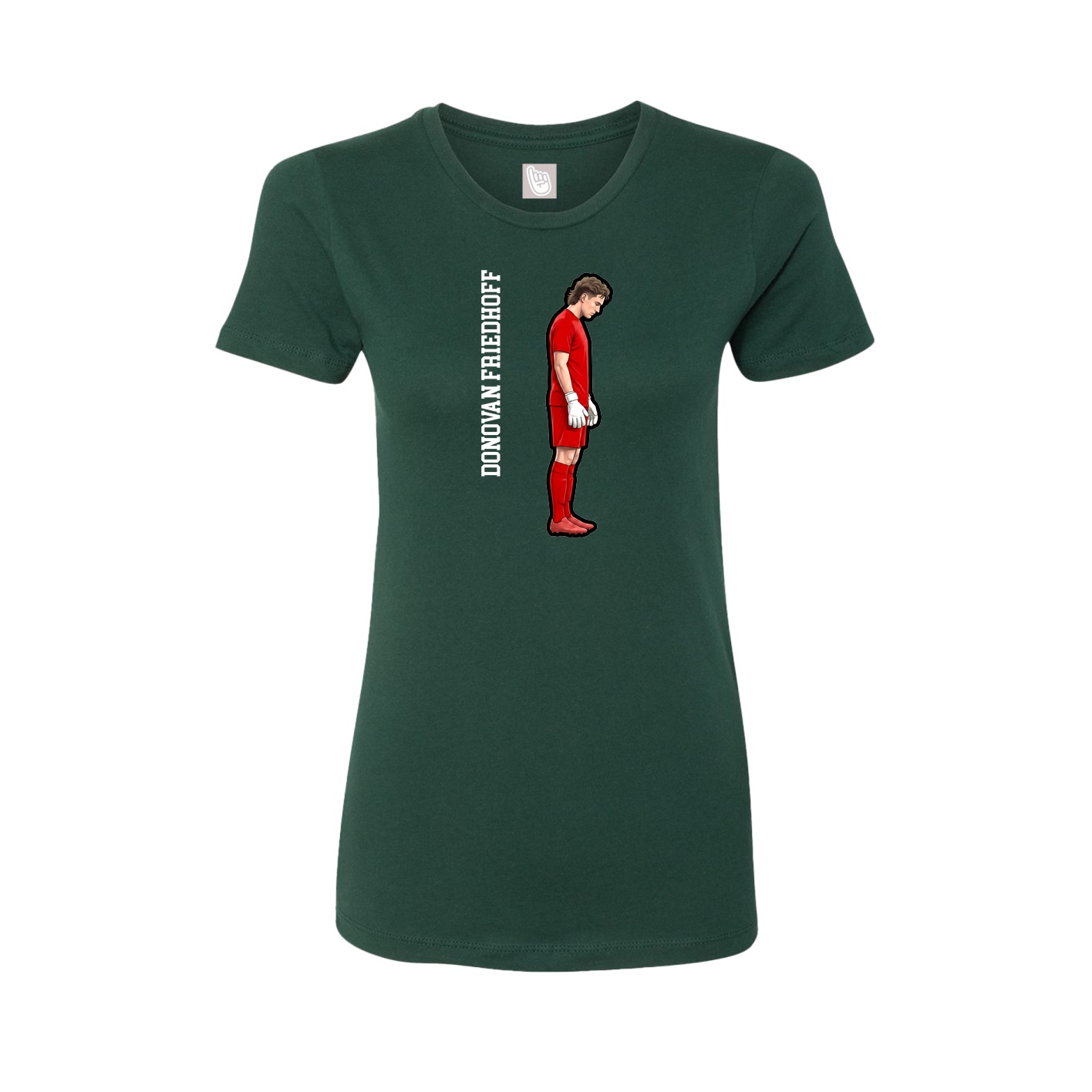 Fitted Women's Tee — Name Vertical in Green