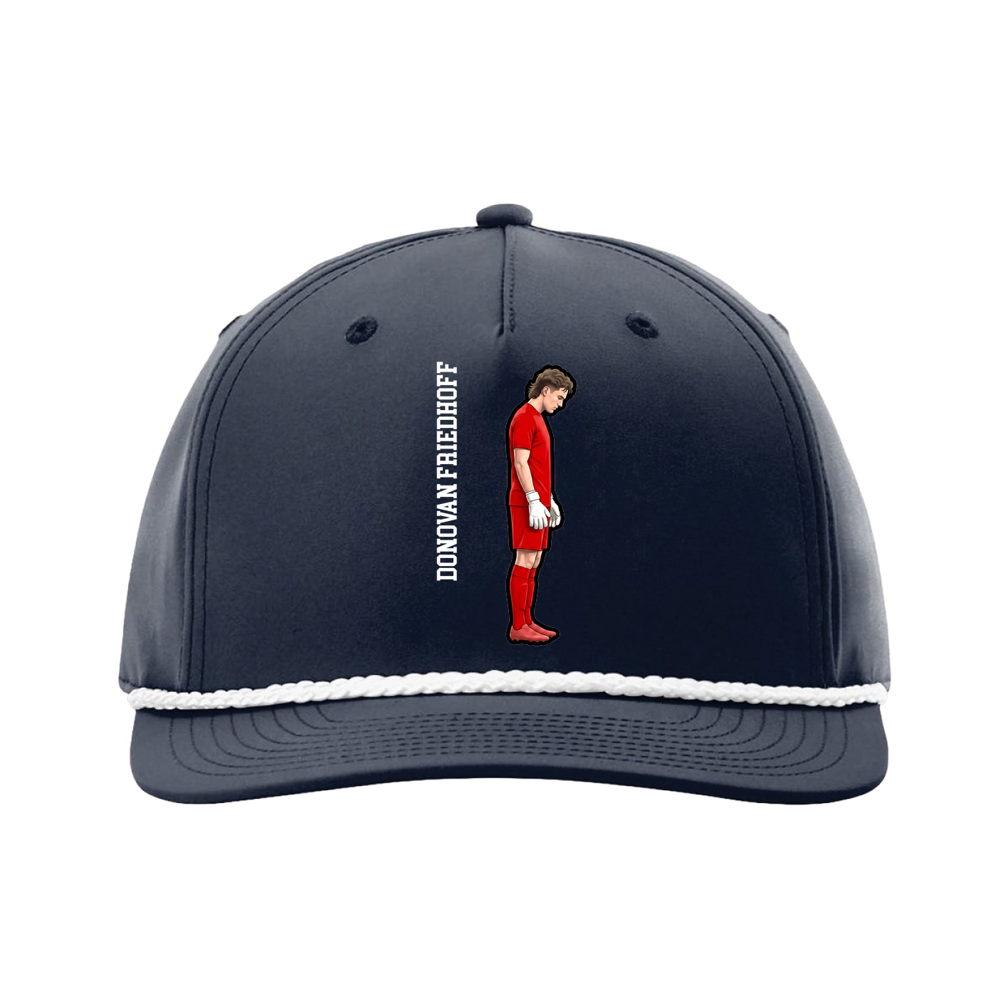 Five-Panel Classic Rope Cap — Name Vertical in Navy