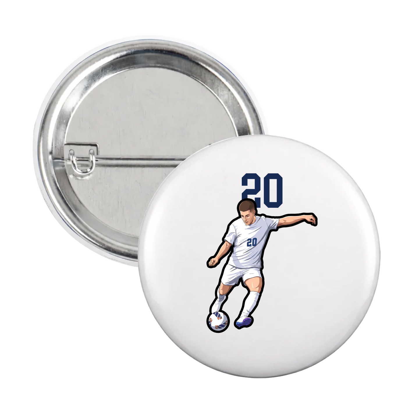 Game Day Button — Number Top in White