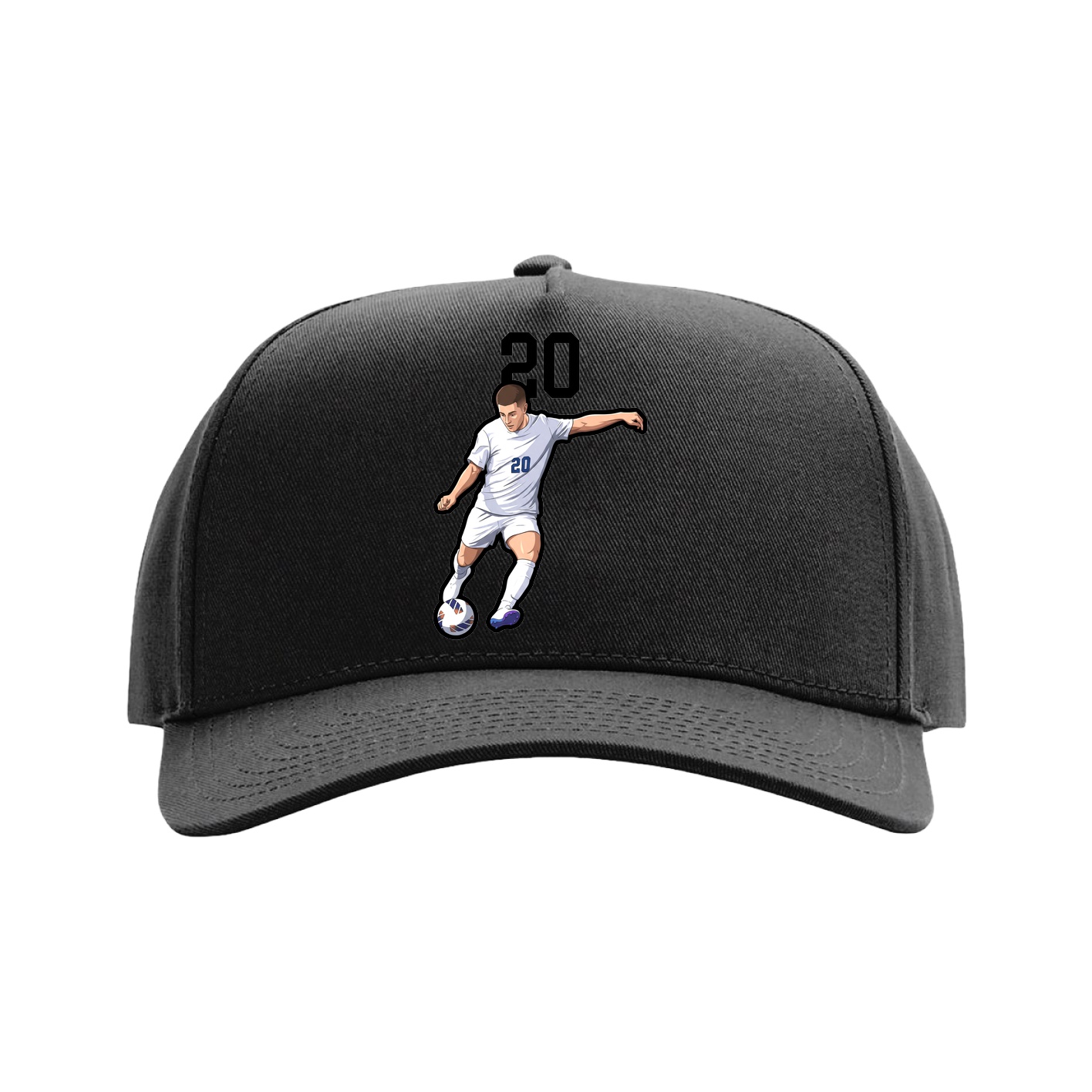 Full Fabric Five-Panel Champ Cap — Number Top in Black