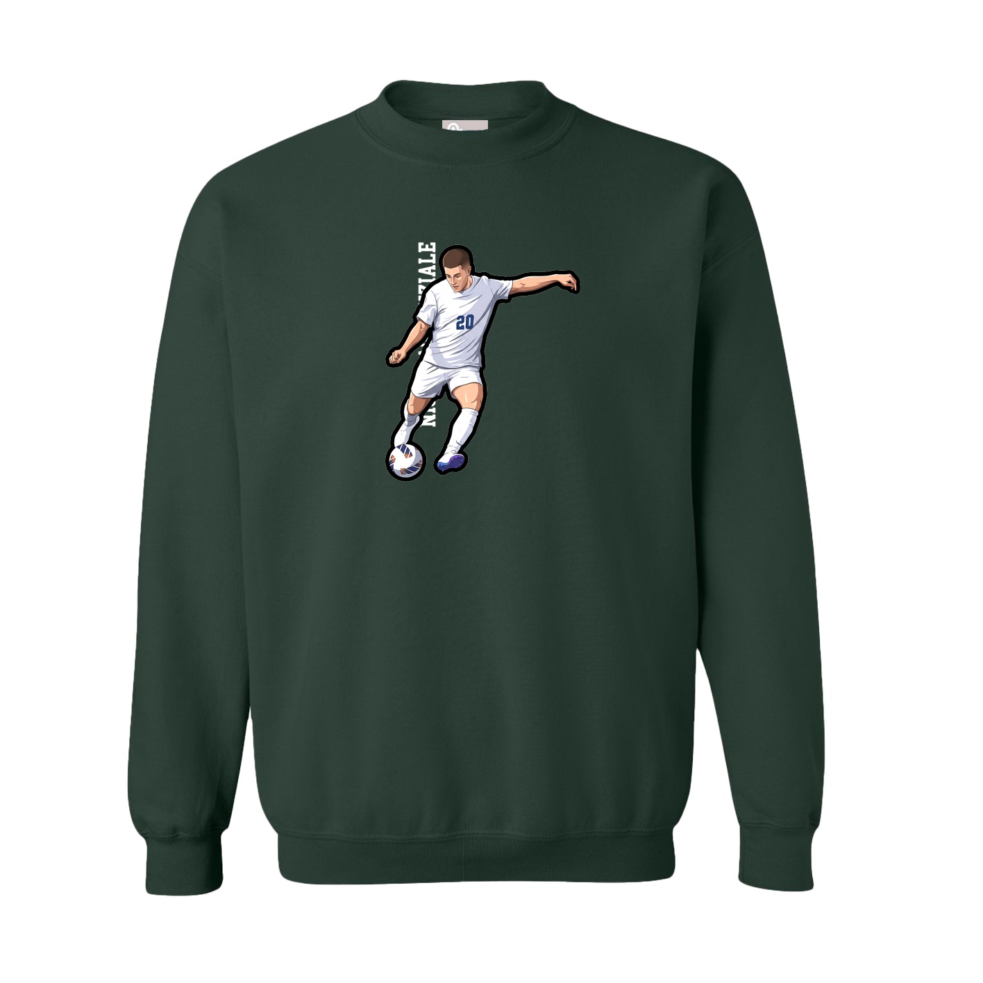 Fleece Crew — Name Vertical in Green