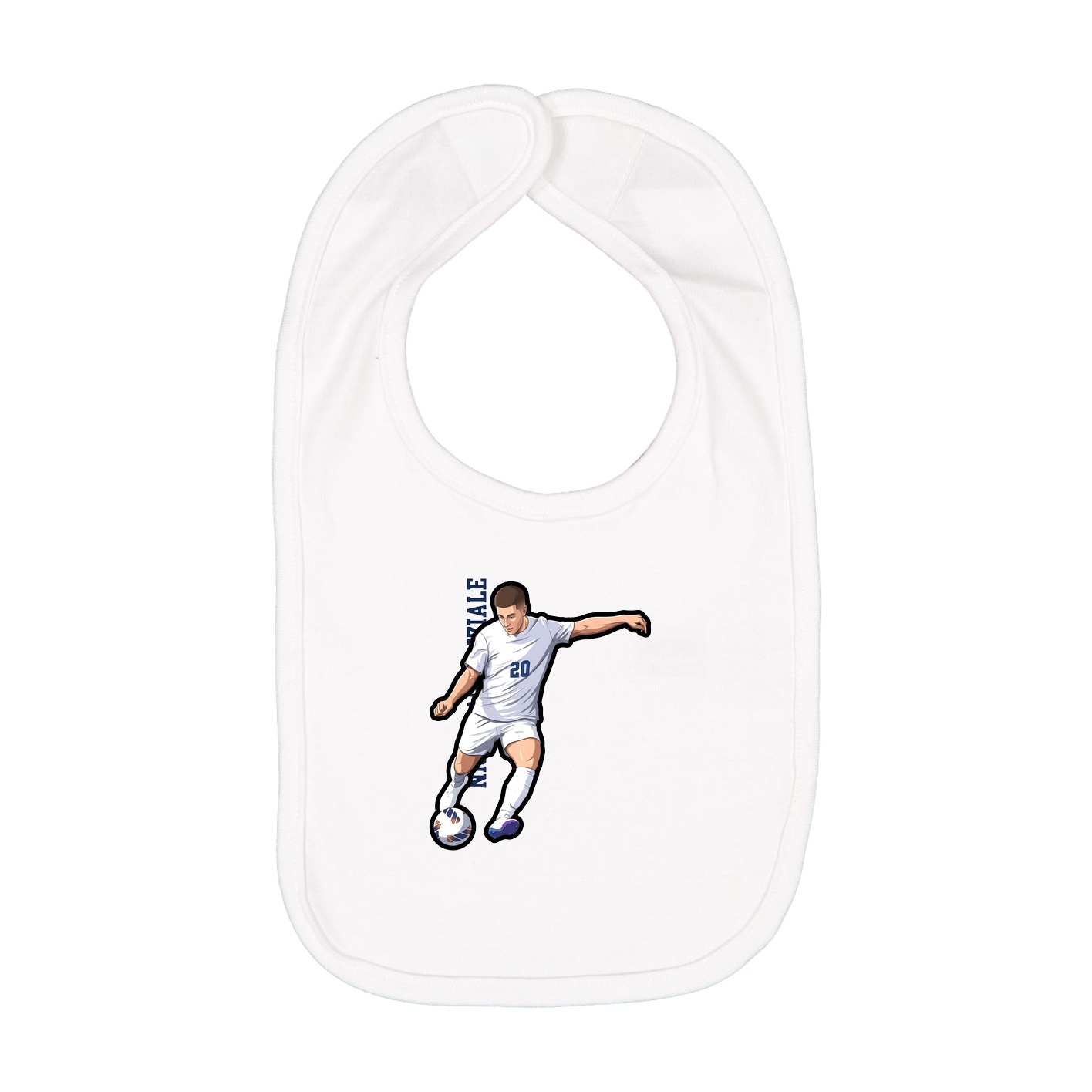 Infant Bib — Name Vertical in White