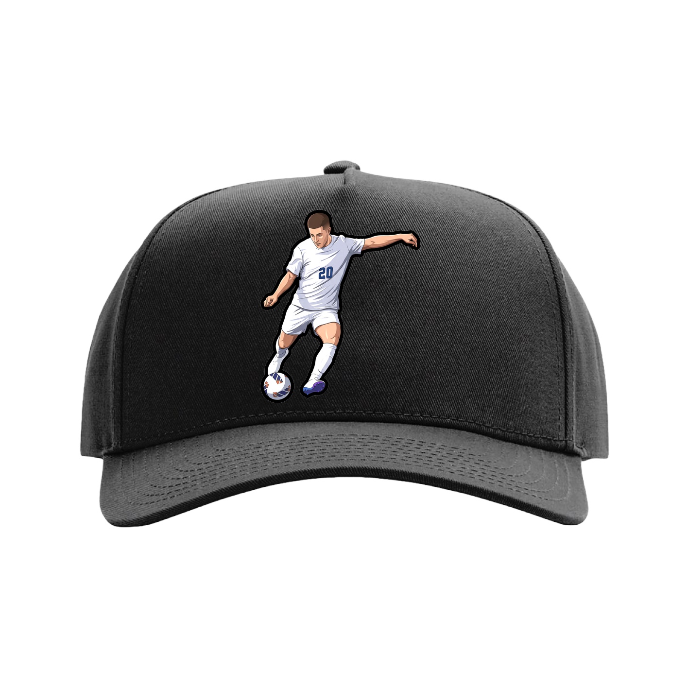 Full Fabric Five-Panel Champ Cap — Name Vertical in Black