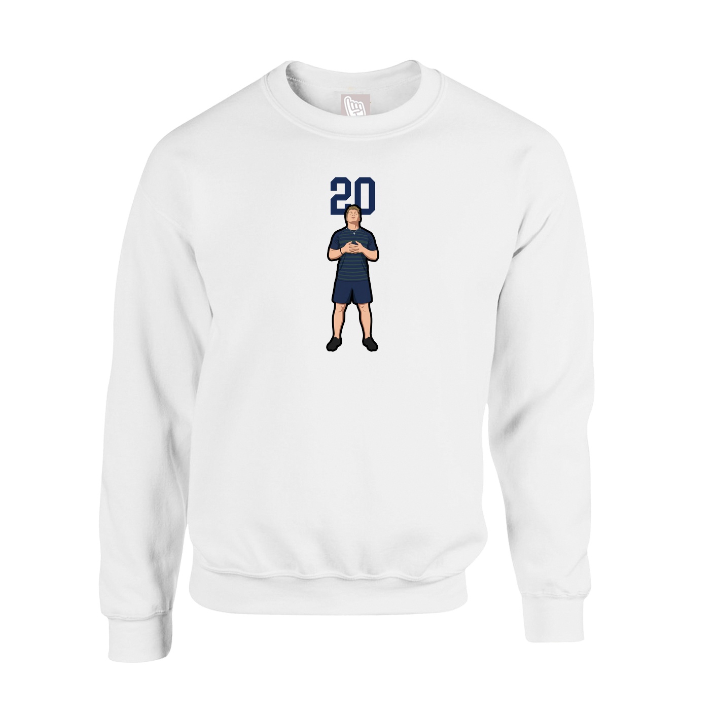 Fleece Crew — Number Top in White