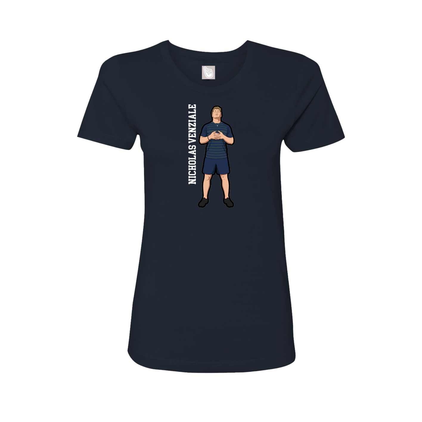 Fitted Women's Tee — Name Vertical in Navy
