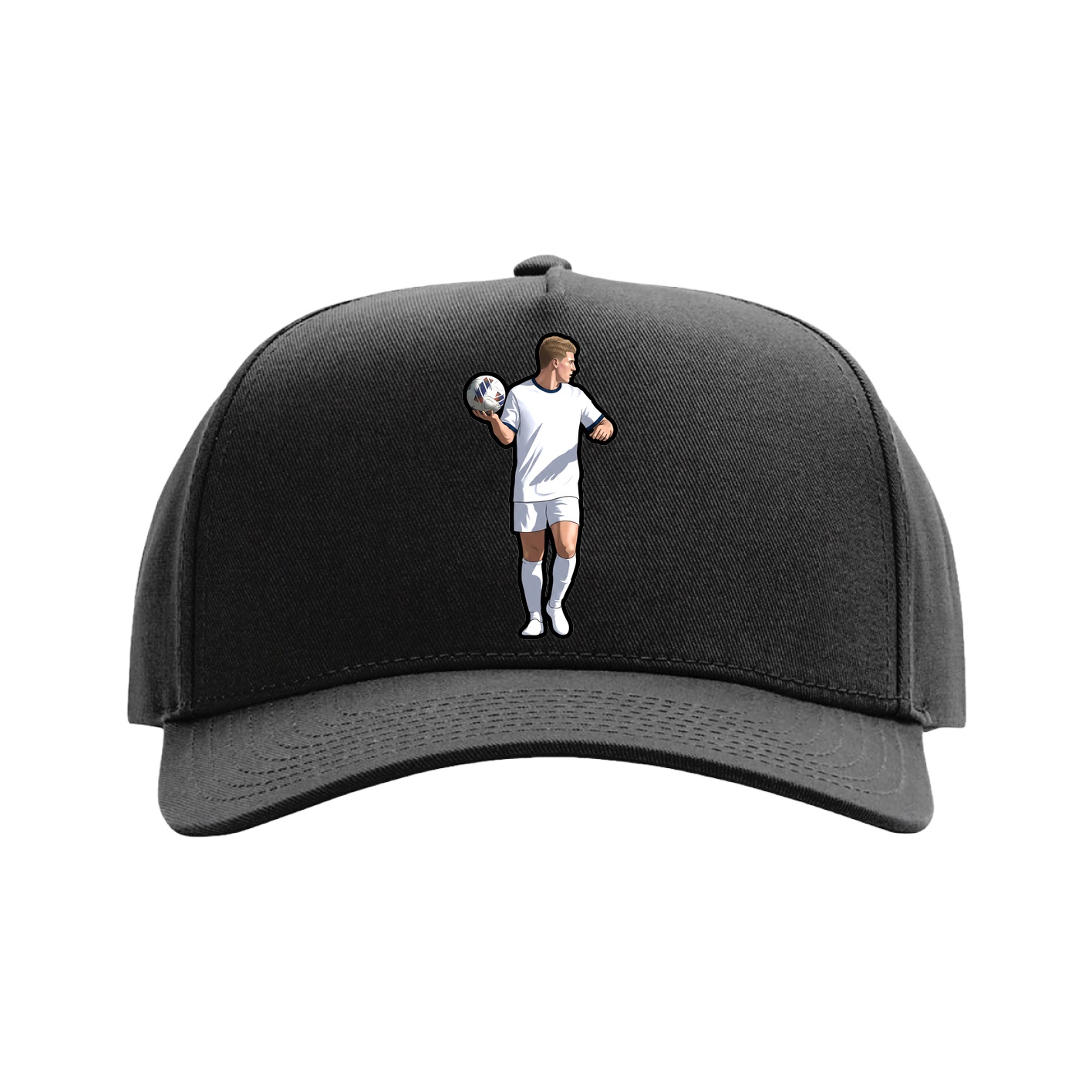 Full Fabric Five-Panel Champ Cap — Name Vertical in Black