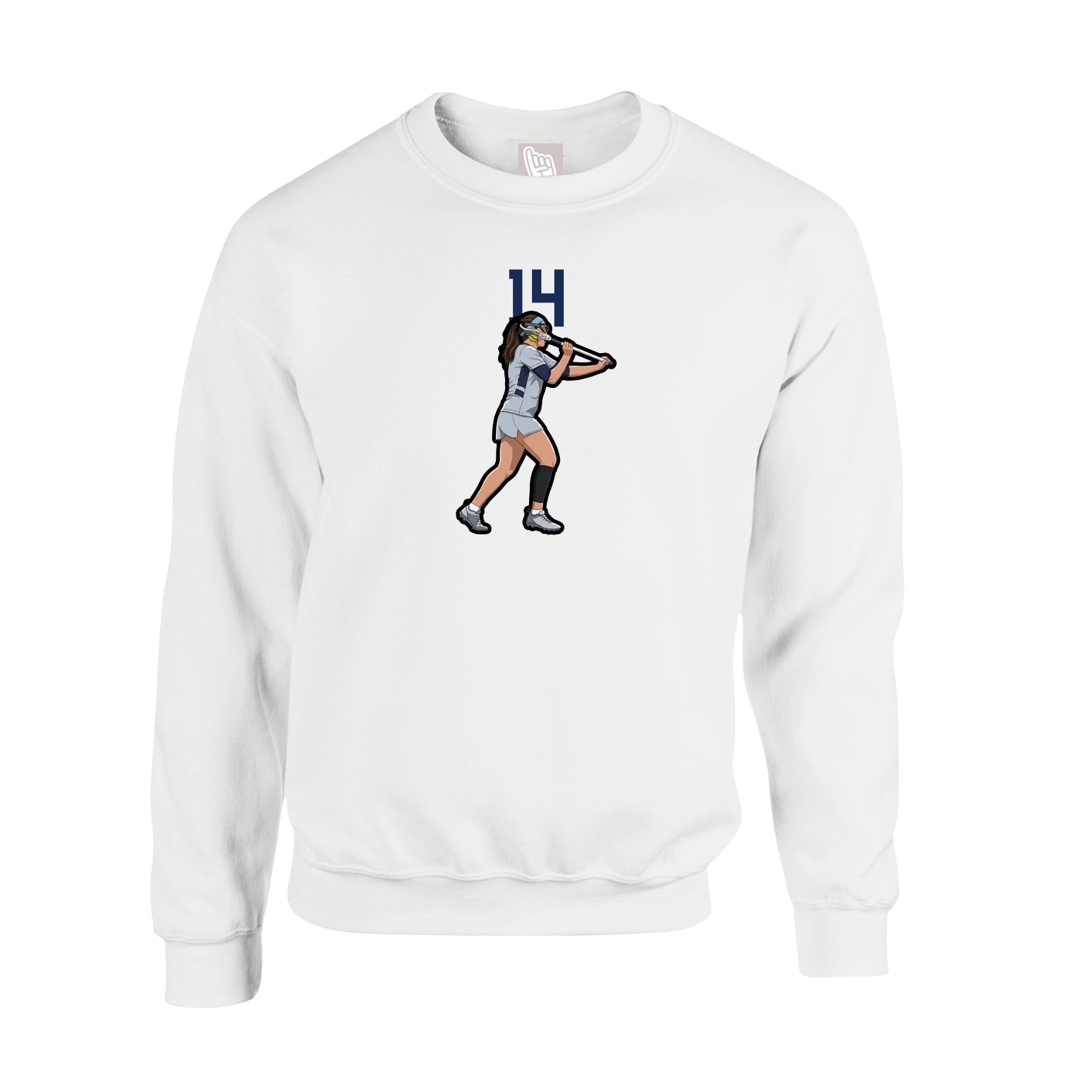 Fleece Crew — Number Top in White