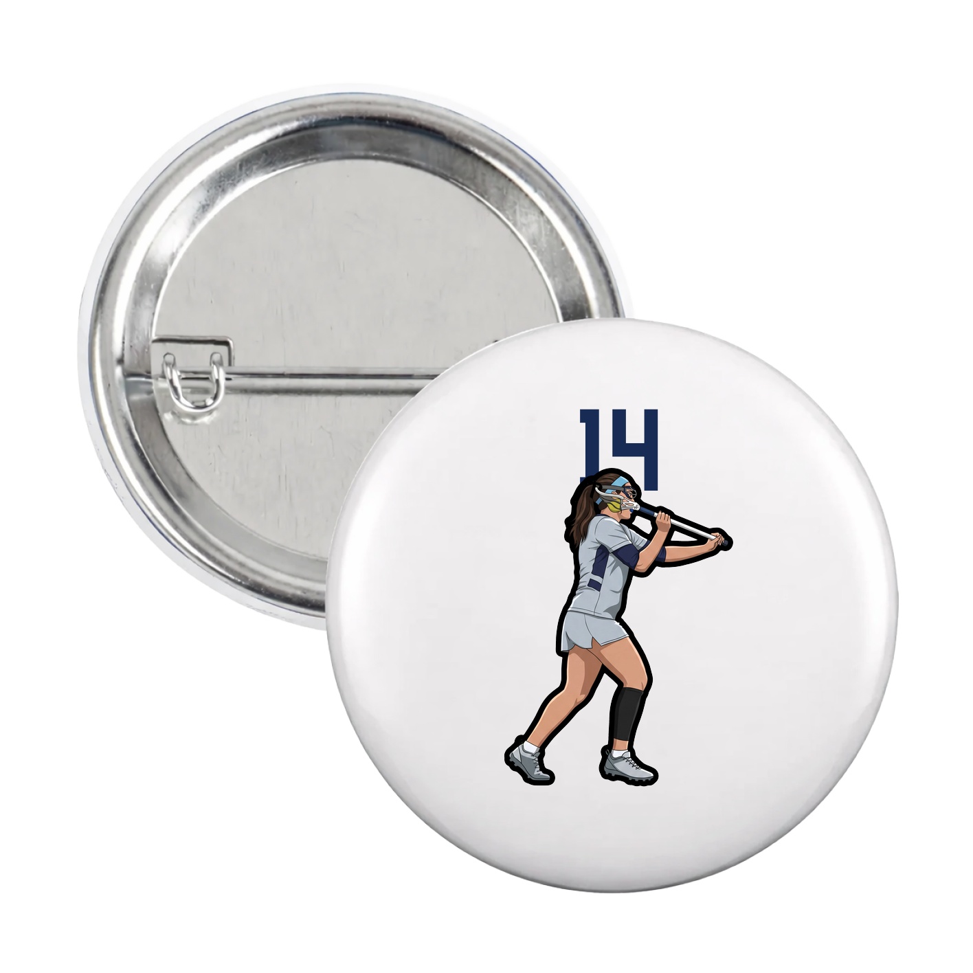 Game Day Button — Number Top in White