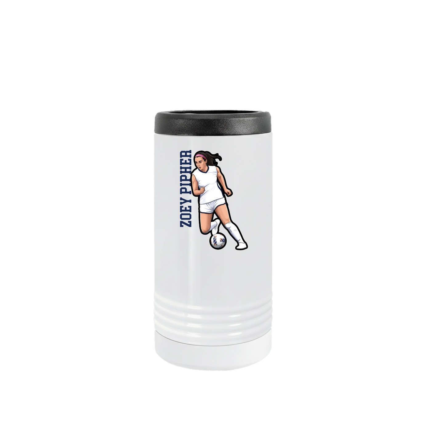 Slim Beverage Holder — Name Vertical in White