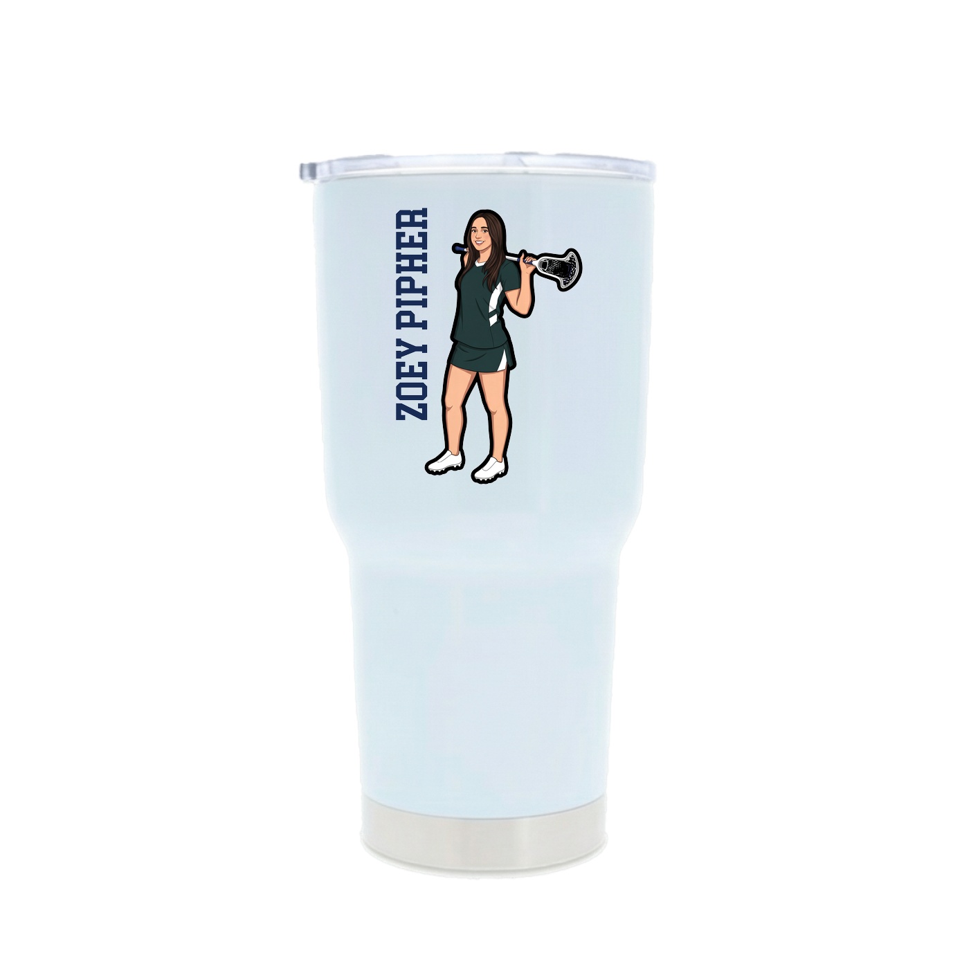 30oz Stainless Steel Tumbler — Name Vertical in White