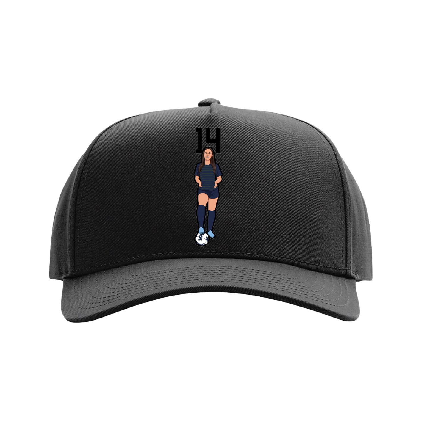 Full Fabric Five-Panel Champ Cap — Number Top in Black