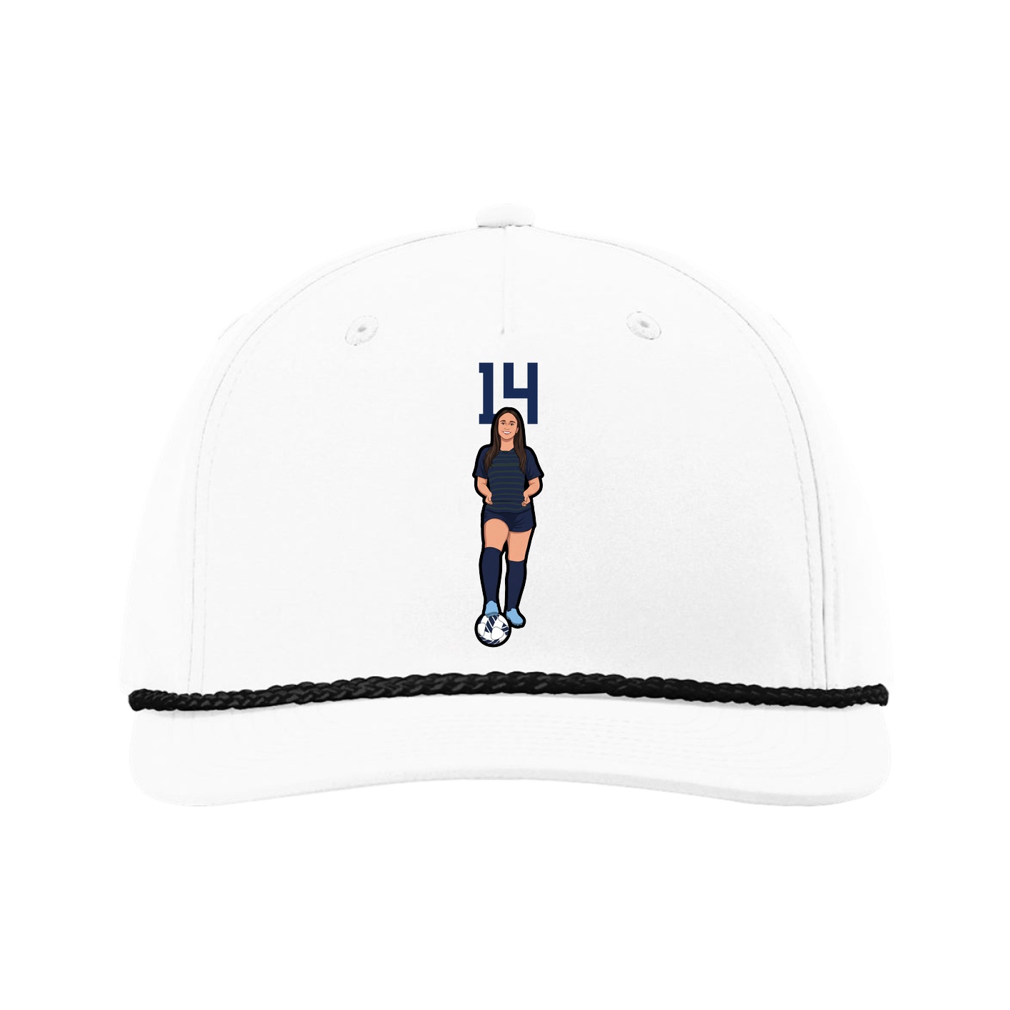 Five-Panel Classic Rope Cap — Number Top in White