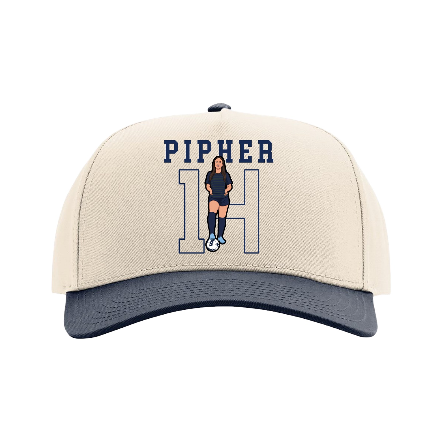 Full Fabric Five-Panel Champ Cap — Shirsey in Cream/Navy