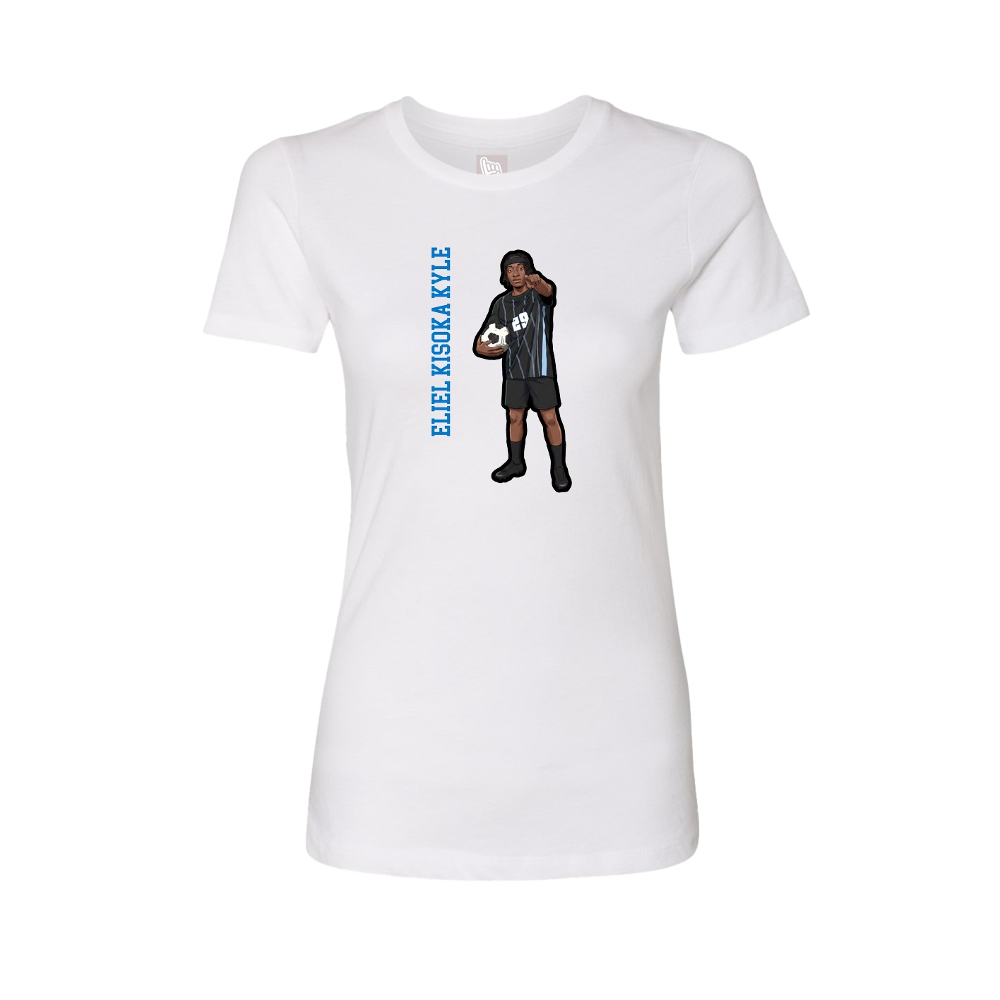 Fitted Women's Tee — Name Vertical in White