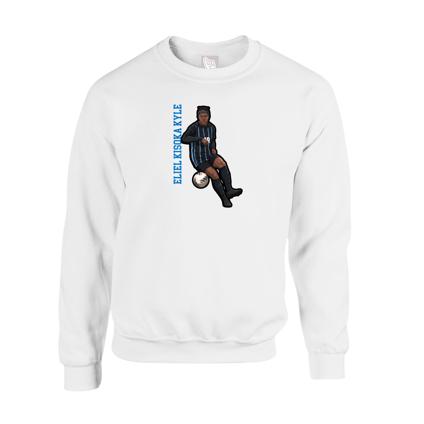 Fleece Crew — Name Vertical in White