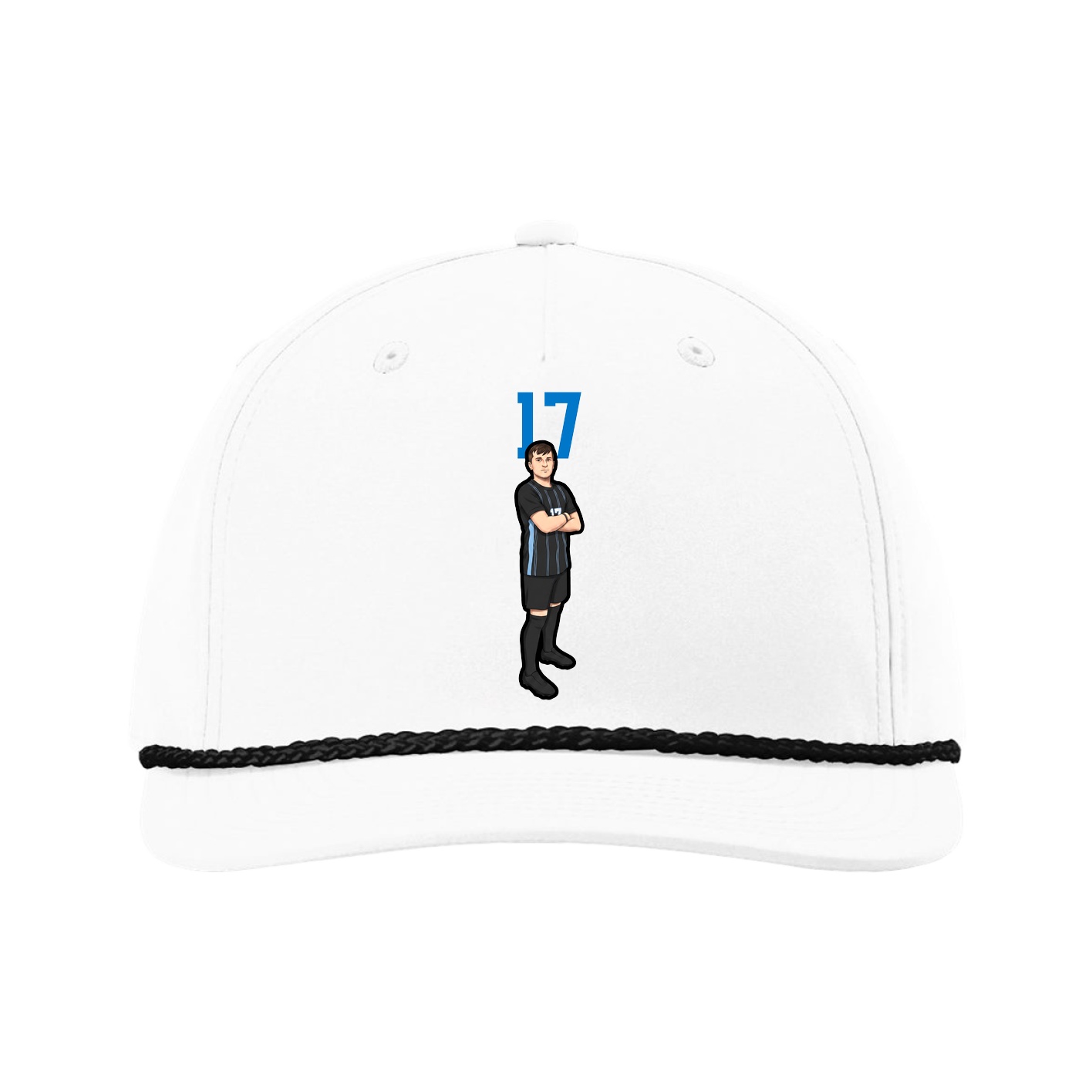 Five-Panel Classic Rope Cap — Number Top in White