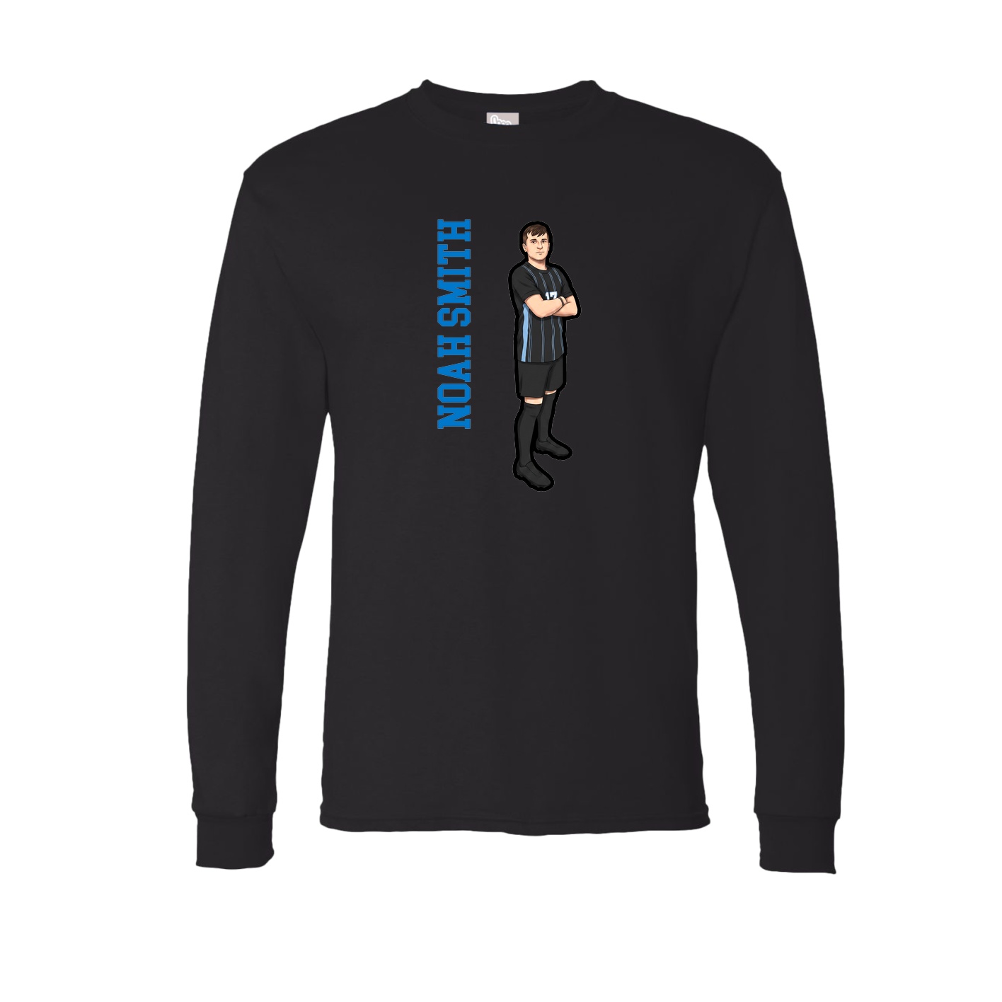 Long Sleeve Tee — Name Vertical in Black