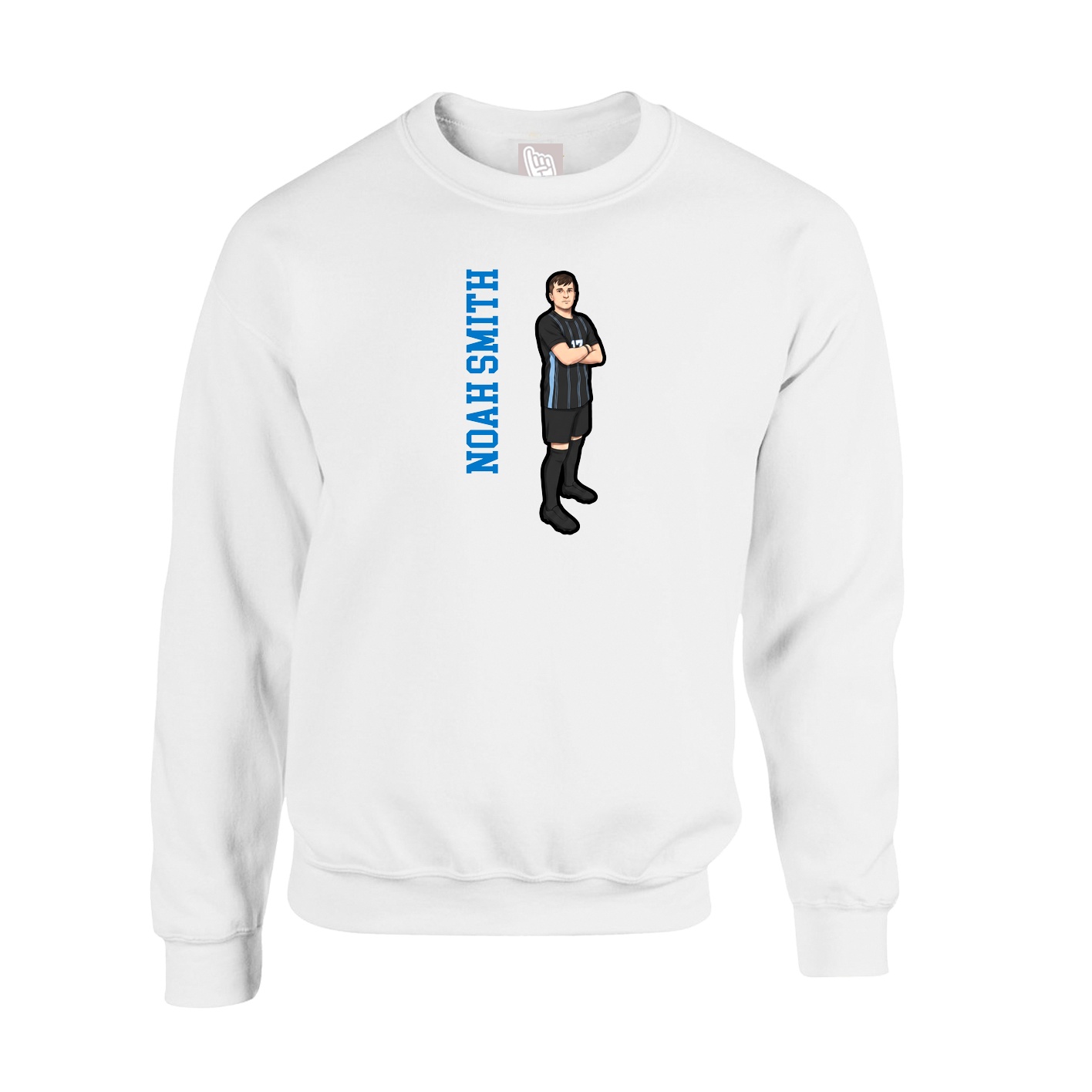 Fleece Crew — Name Vertical in White
