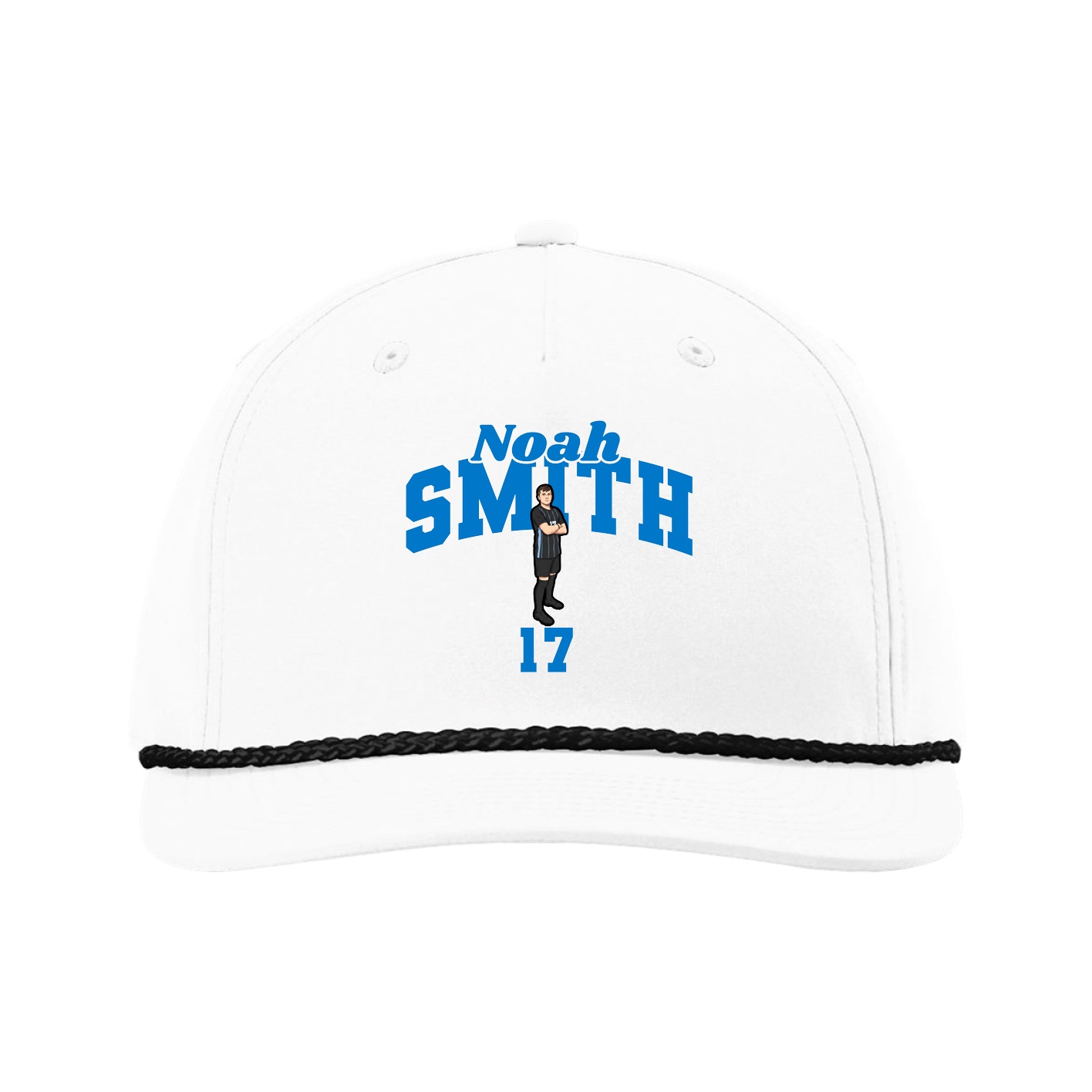 Five-Panel Classic Rope Cap — Signature Arch in White