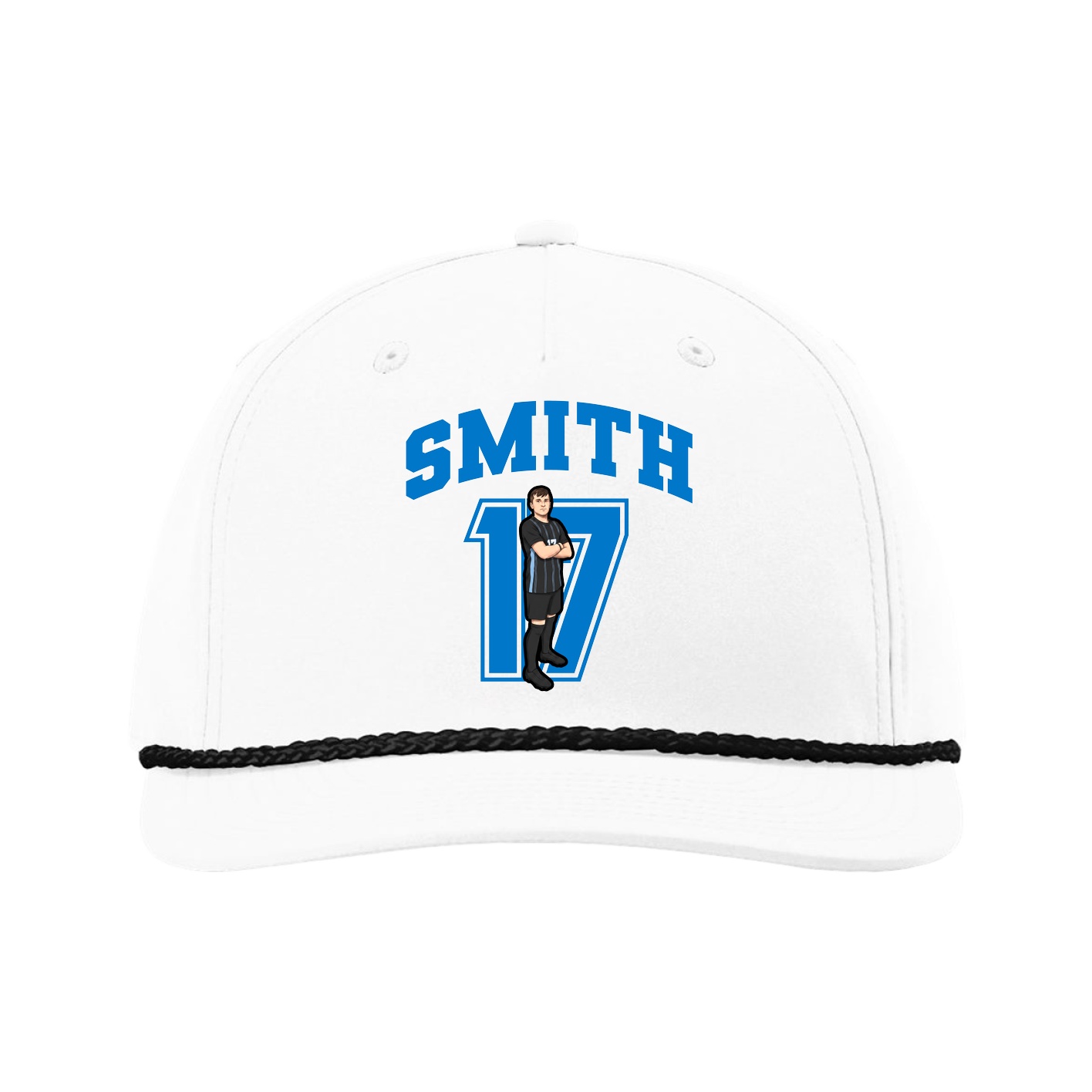 Five-Panel Classic Rope Cap — Number in White