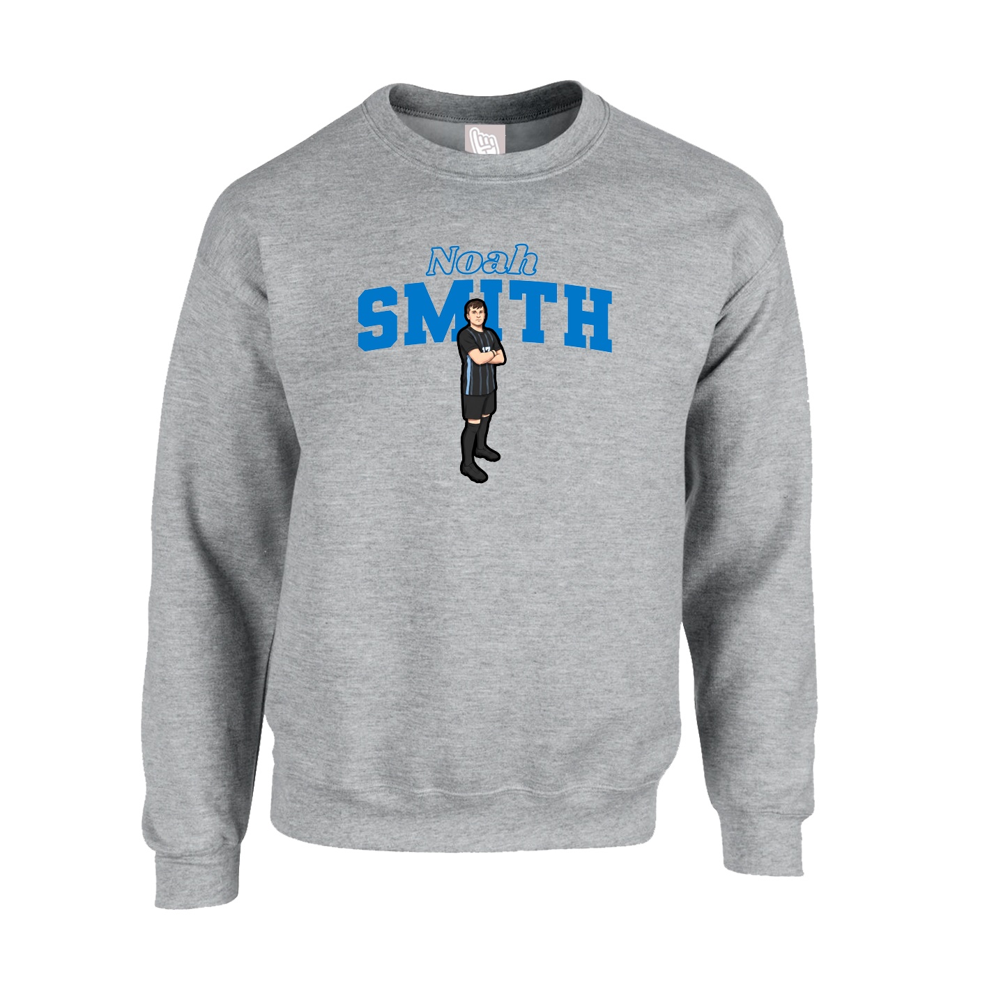 Fleece Crew — Name Arch in Grey