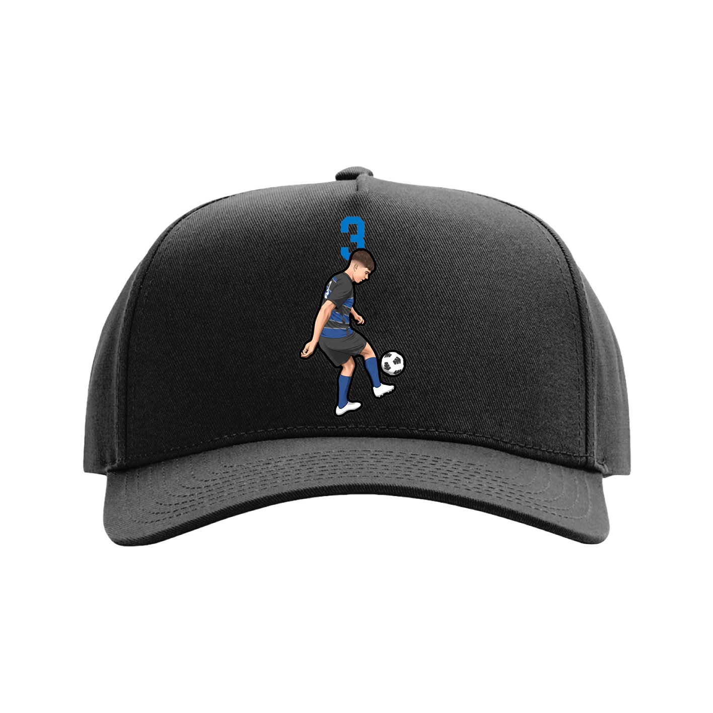 Full Fabric Five-Panel Champ Cap — Number Top in Black