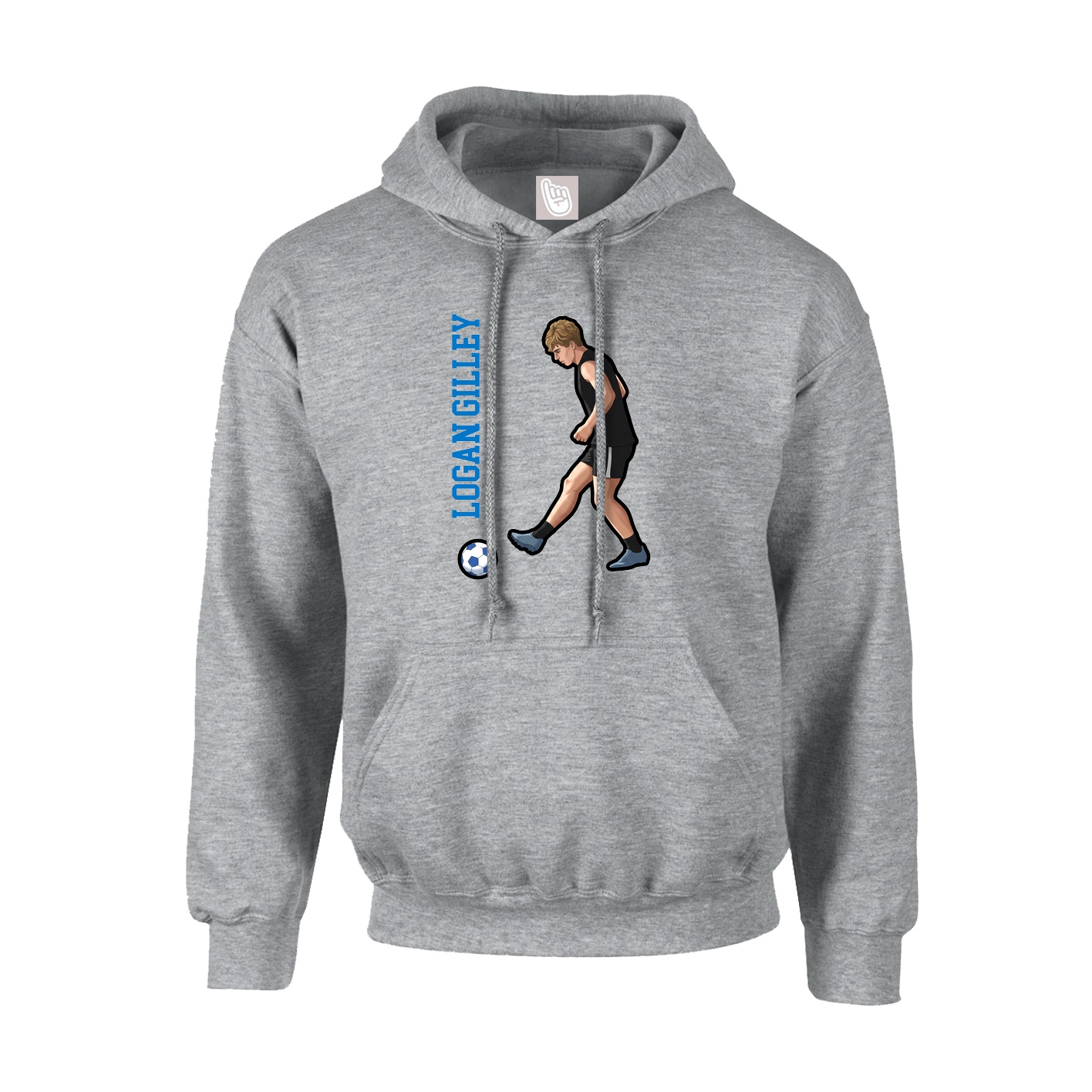 Youth Hoodie — Name Vertical in Grey