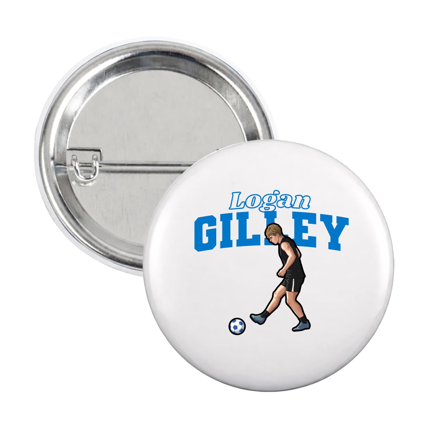 Game Day Button — Name Arch in White